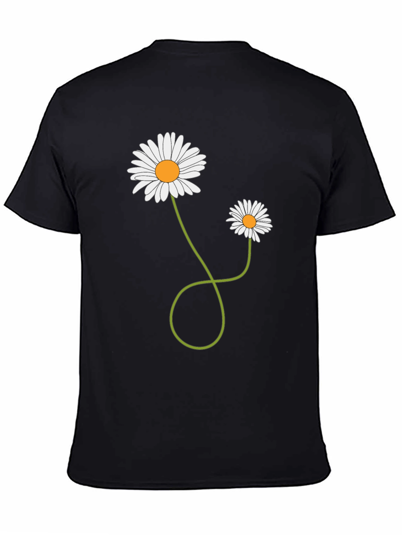 Daisies Graphic T-Shirt Black Cotton Casual Tee