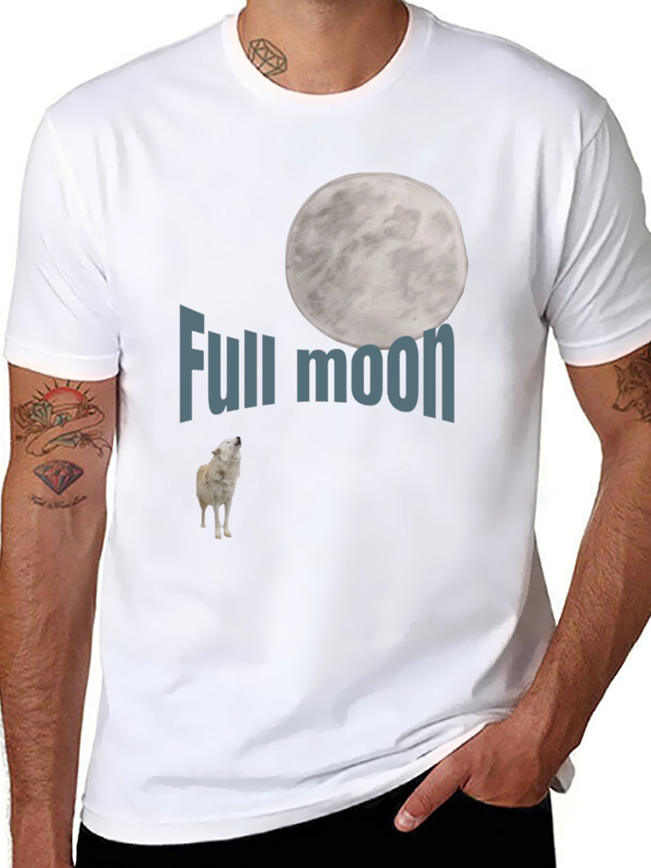 Full Moon Wolf Graphic Tee