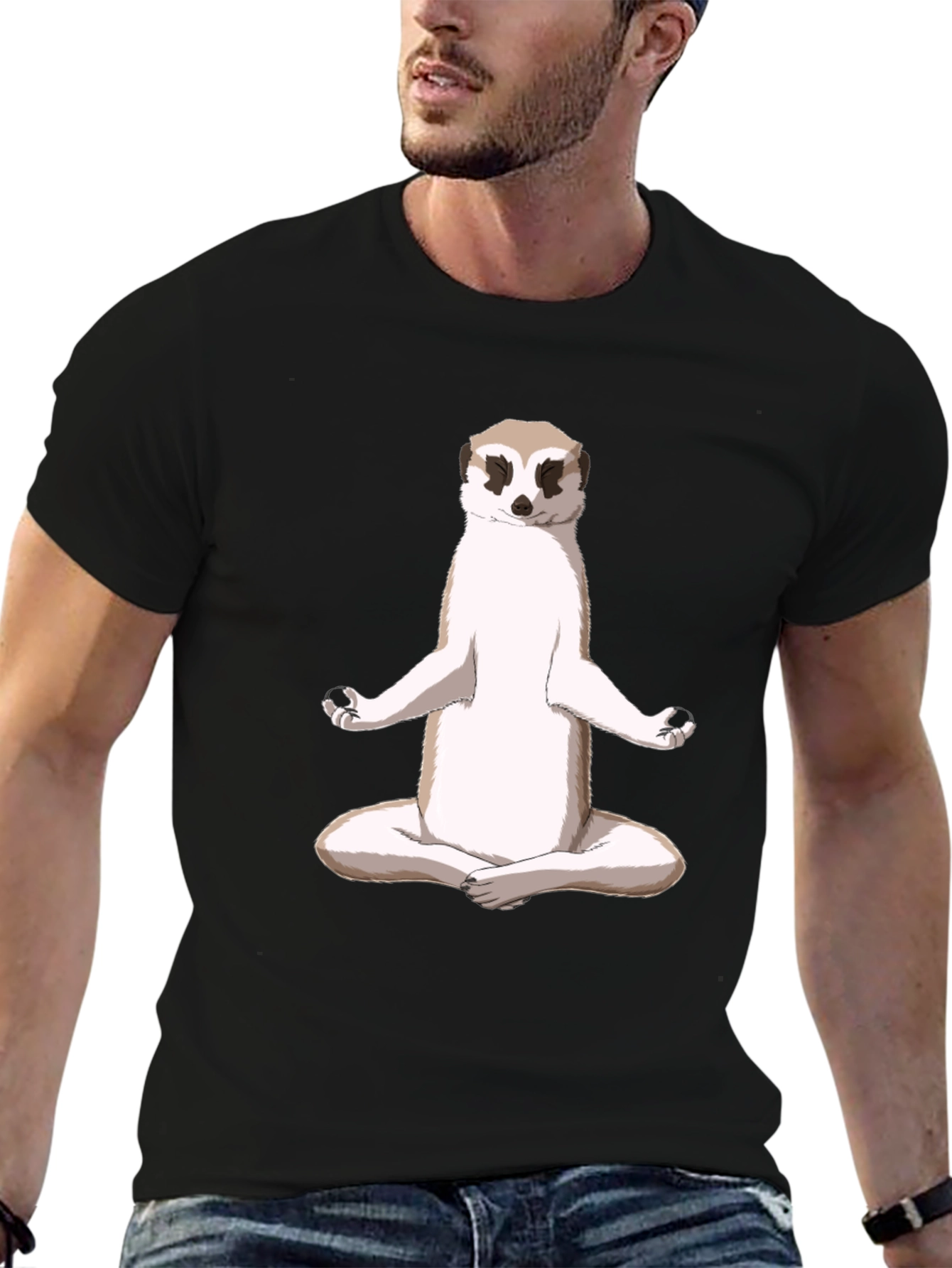 Meditating Meerkat T-Shirt - Zen Animal Tee