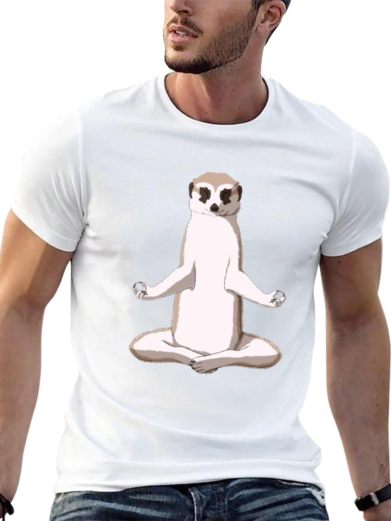 Meditating Meerkat T-Shirt - Zen Animal Tee