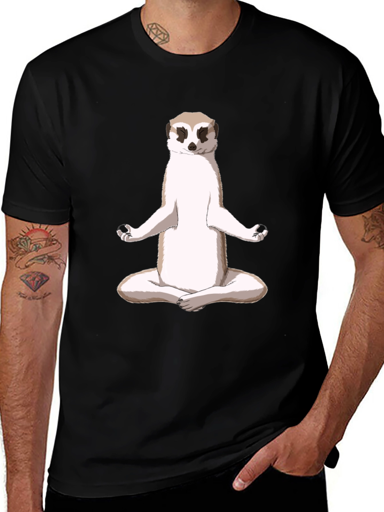 Meditating Meerkat T-Shirt - Zen Animal Tee