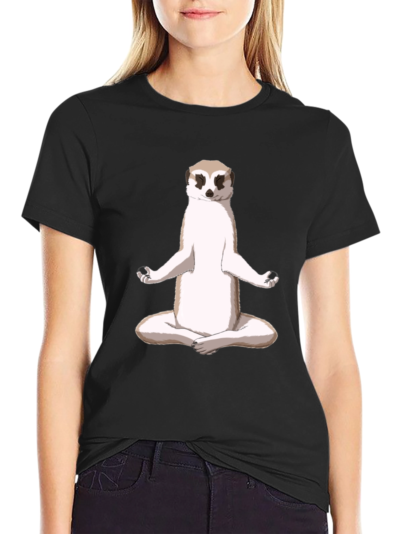 Meditating Meerkat T-Shirt - Zen Animal Tee