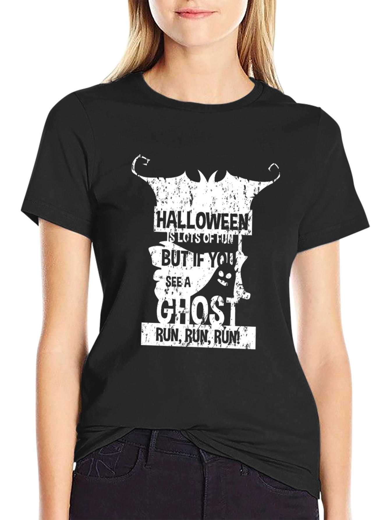 Halloween Ghost Run Graphic T-Shirt