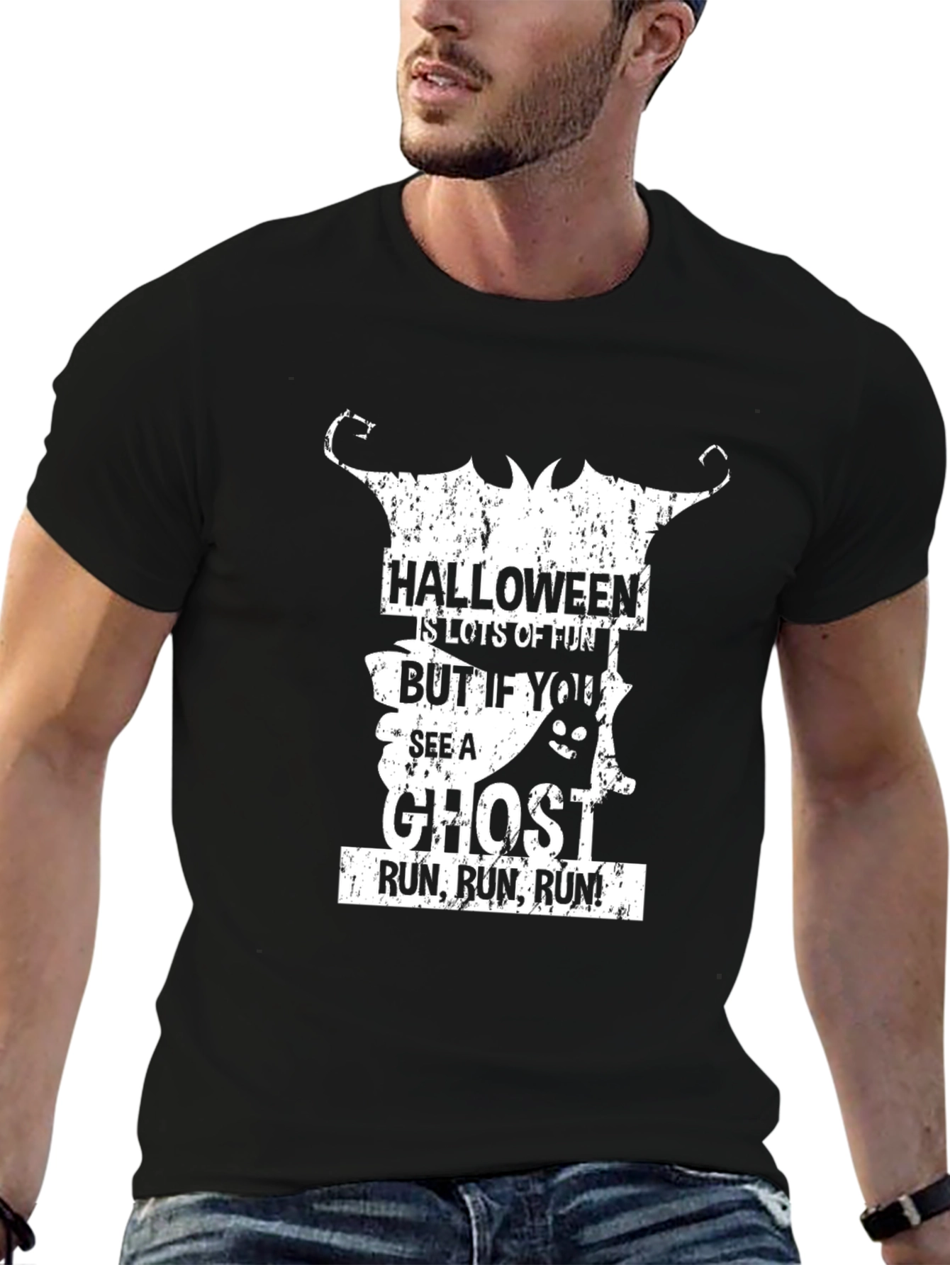 Halloween Ghost Run Graphic T-Shirt