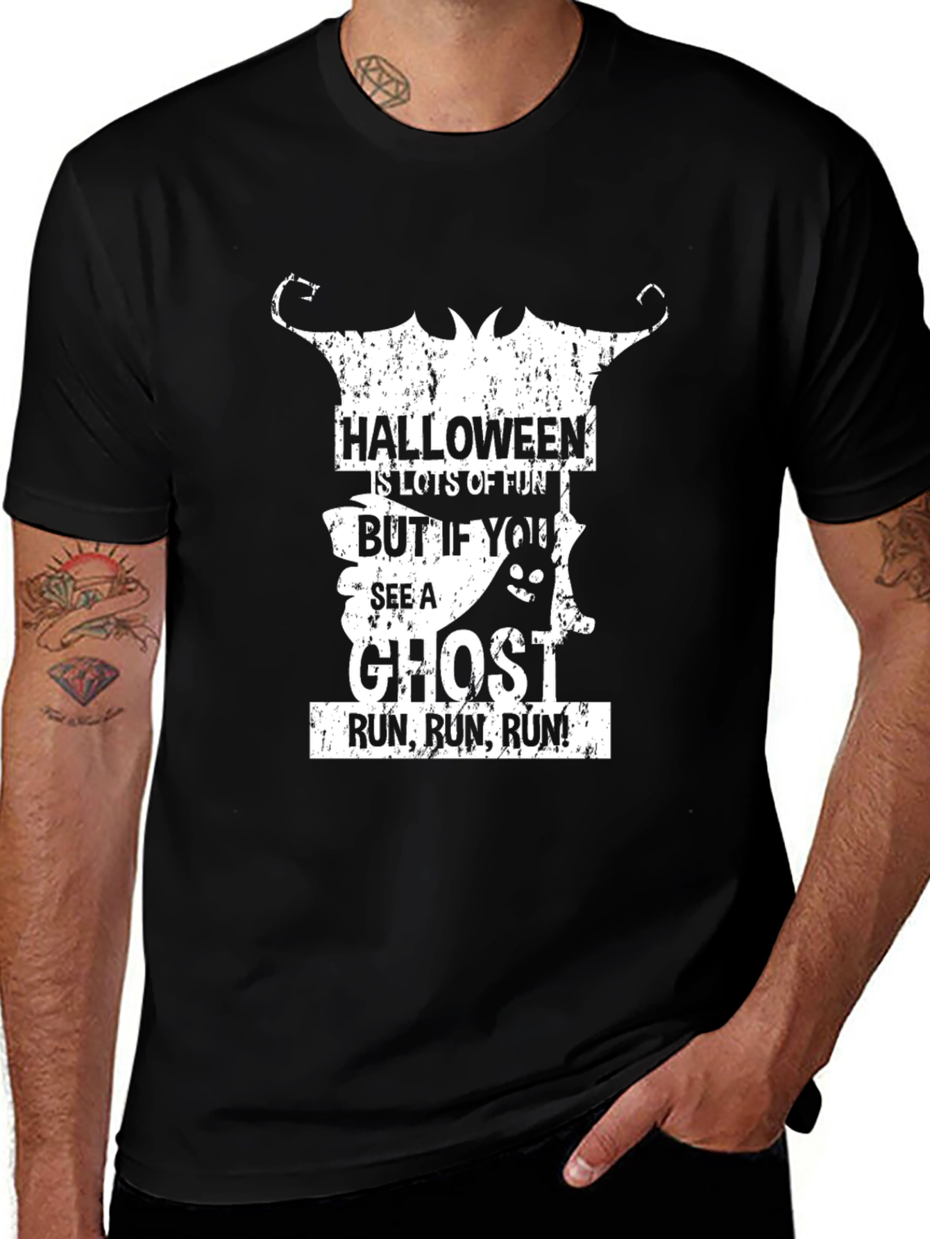 Halloween Ghost Run Graphic T-Shirt