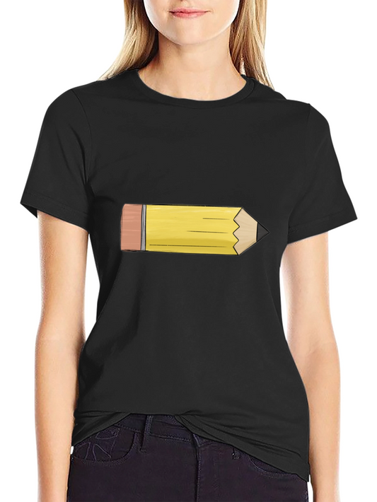 Pencil Graphic Tee - Black Cotton Casual Shirt
