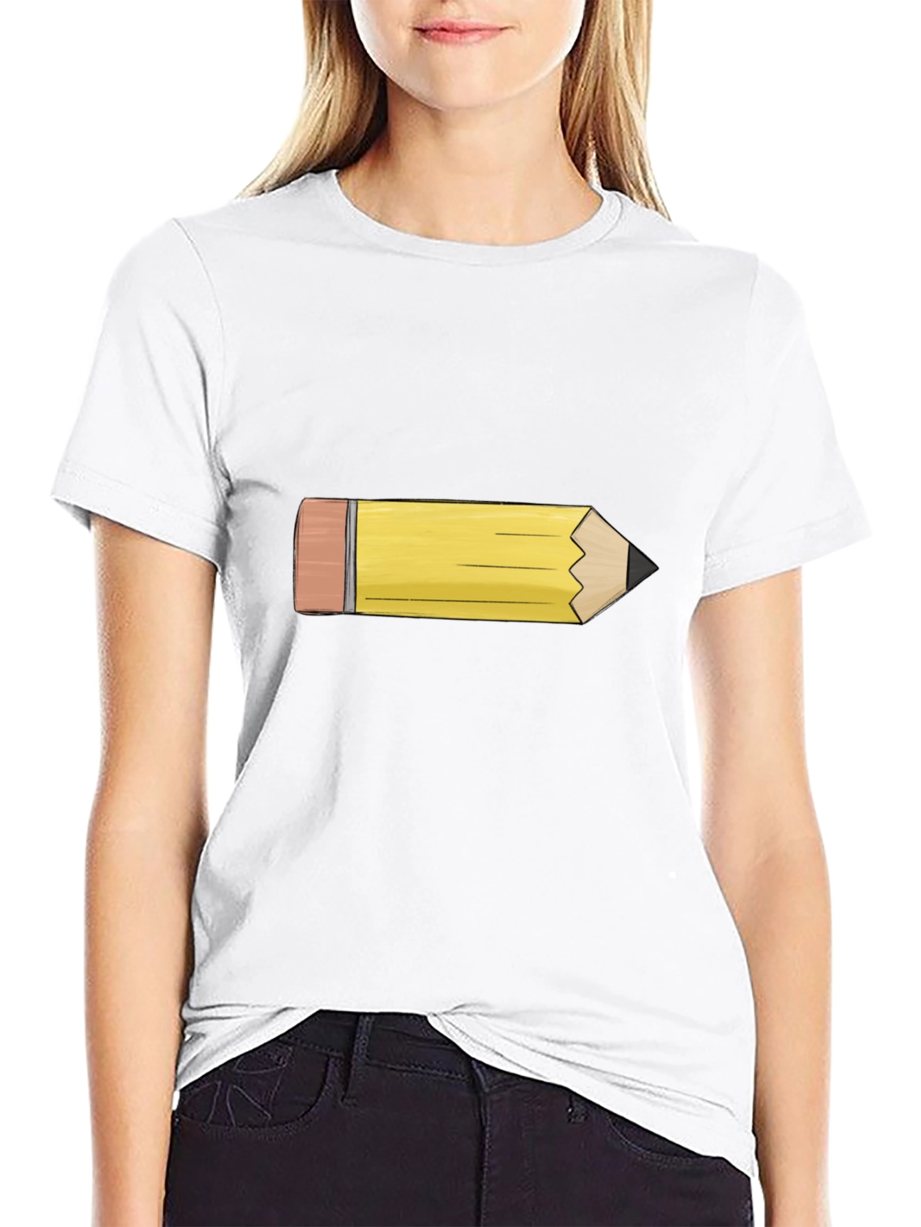 Pencil Graphic Tee - Black Cotton Casual Shirt
