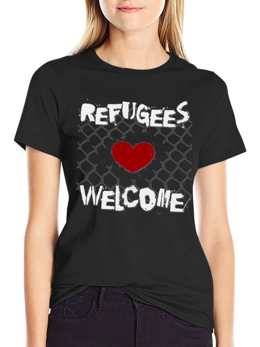 Refugees Welcome Graphic Tee - Black
