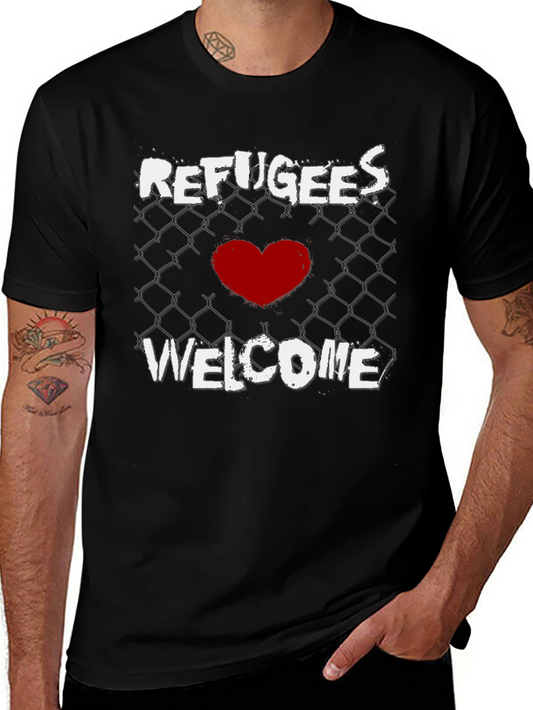 Refugees Welcome Graphic Tee - Black