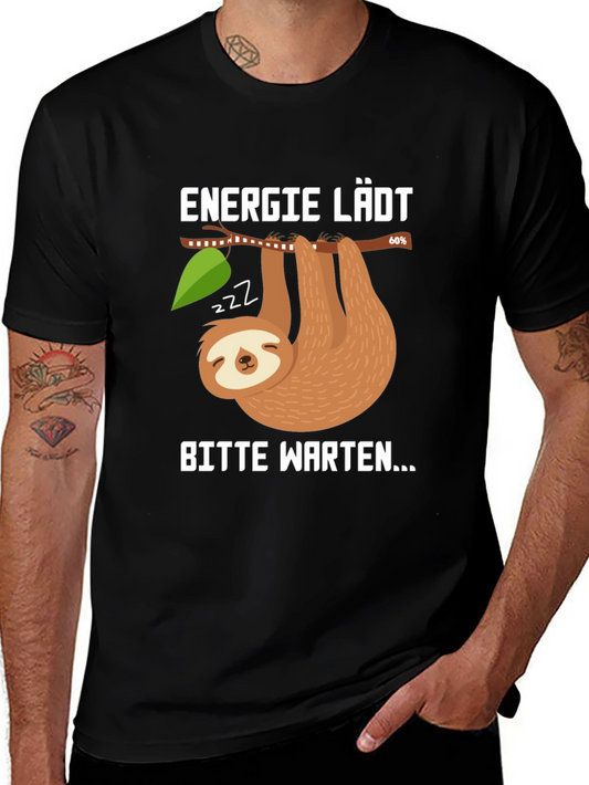 Funny Sloth Energy Loading T-Shirt - Bitte Warten