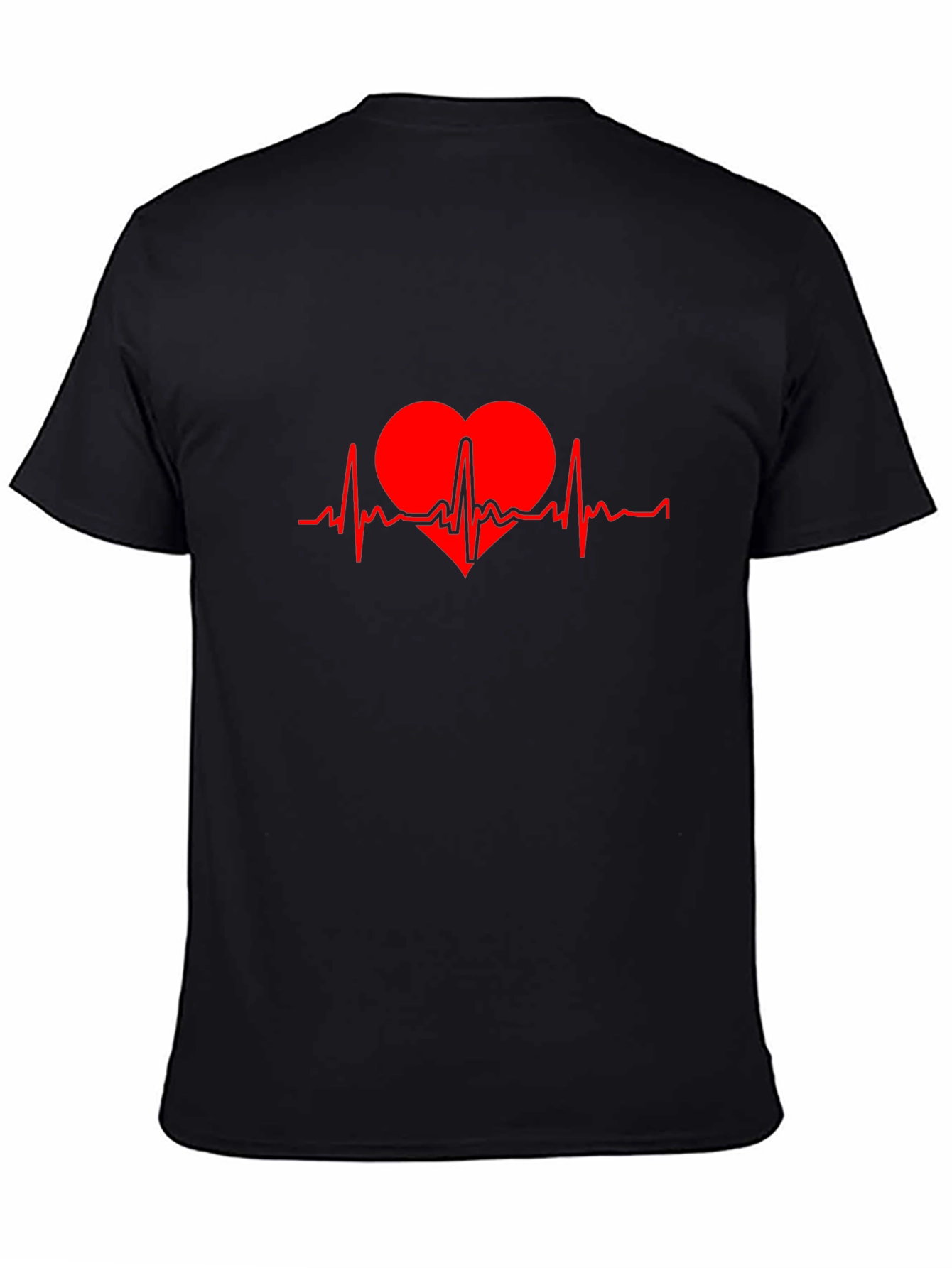 Heartbeat T-Shirt - Red Graphic Print on Black