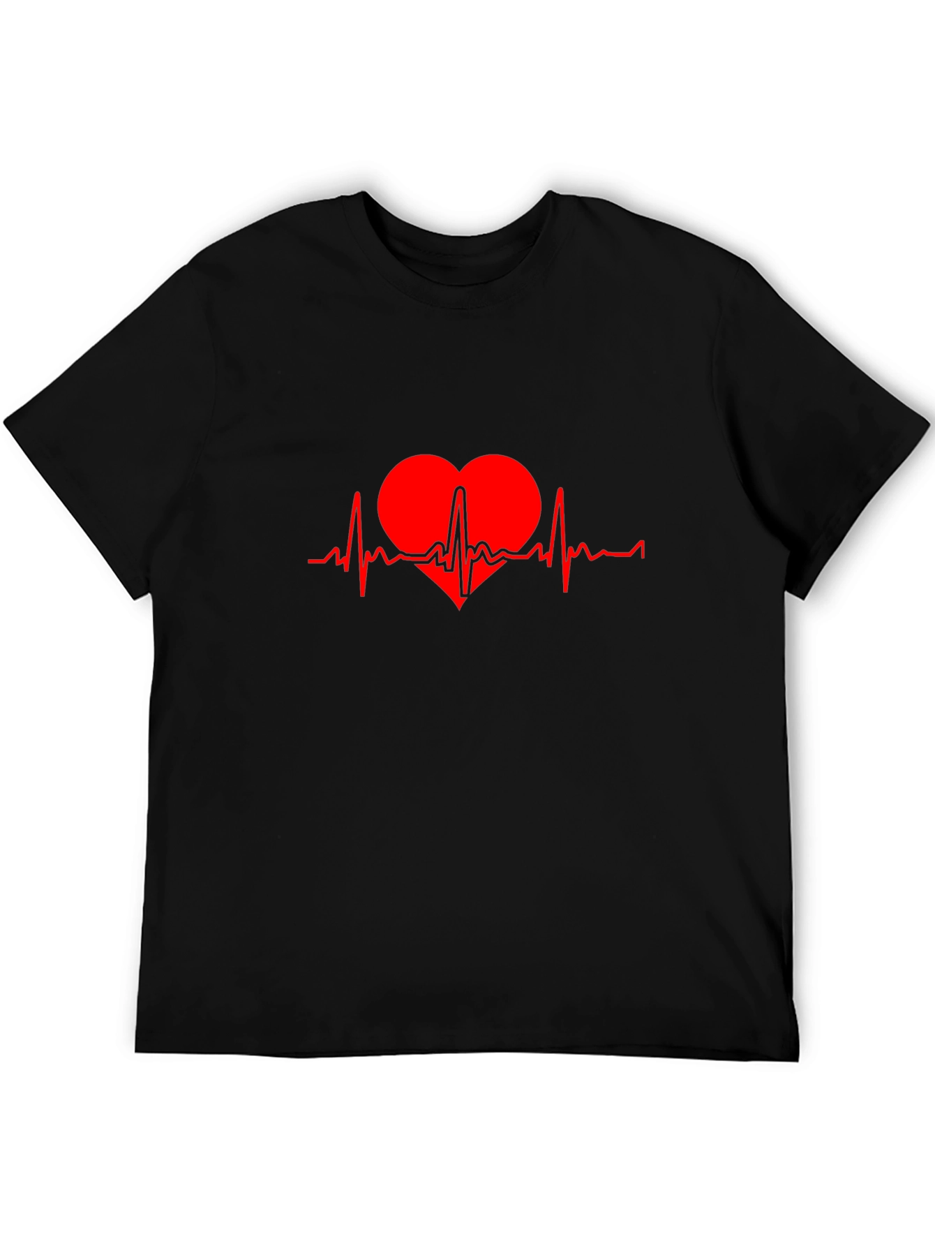 Heartbeat T-Shirt - Red Graphic Print on Black