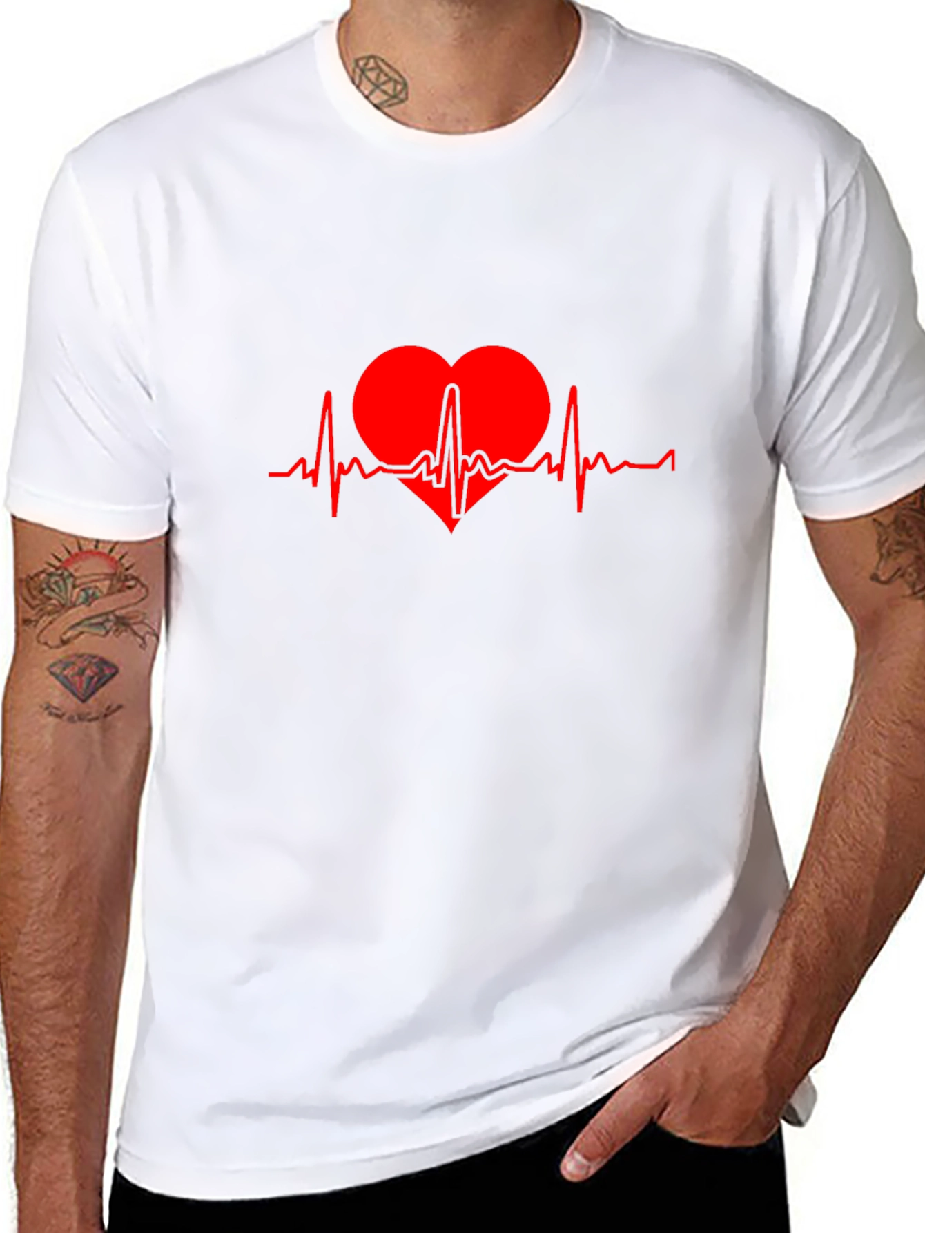 Heartbeat T-Shirt - Red Graphic Print on Black