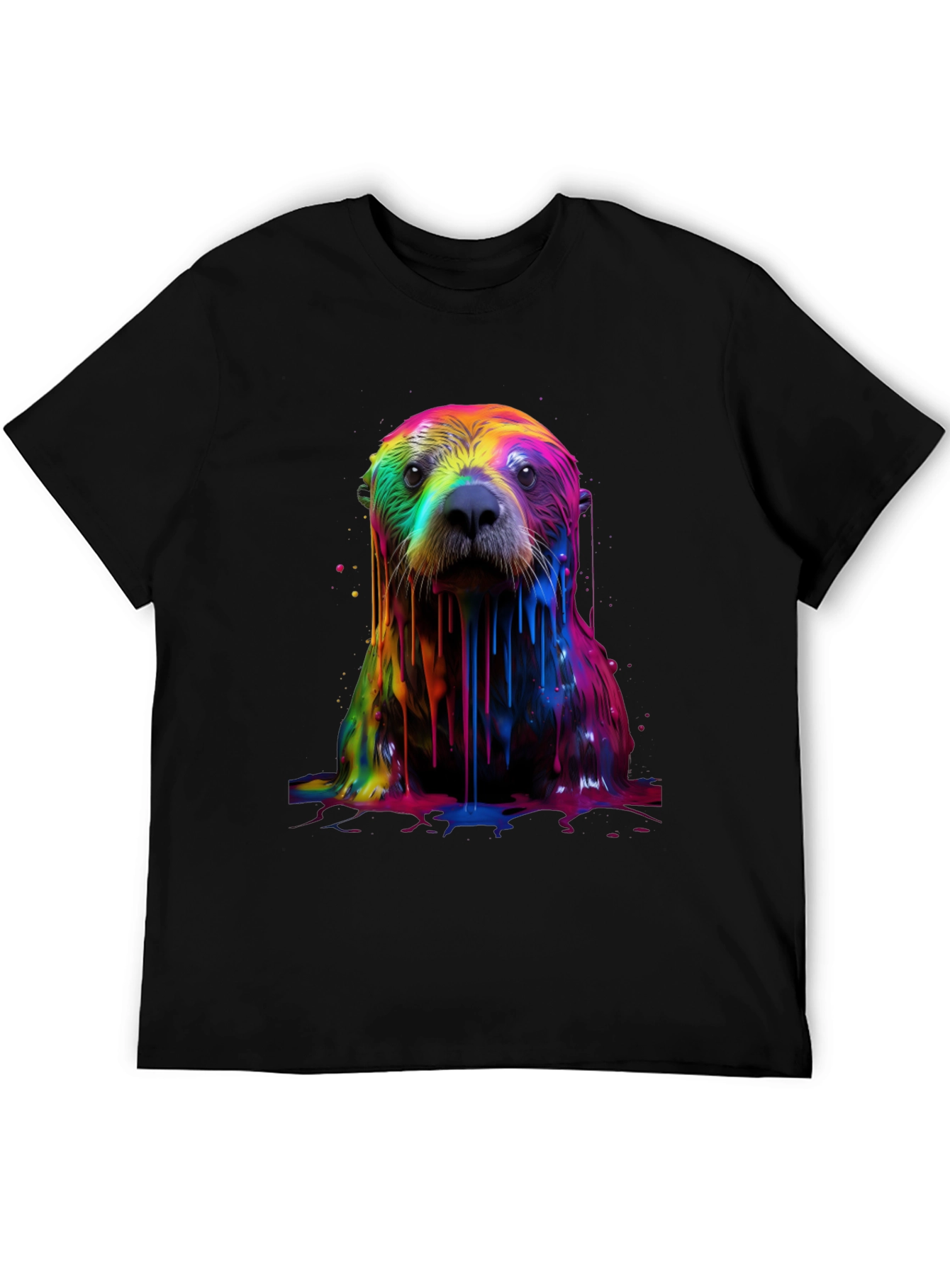 Rainbow Otter Graphic Tee - Cool Vibrant Unisex