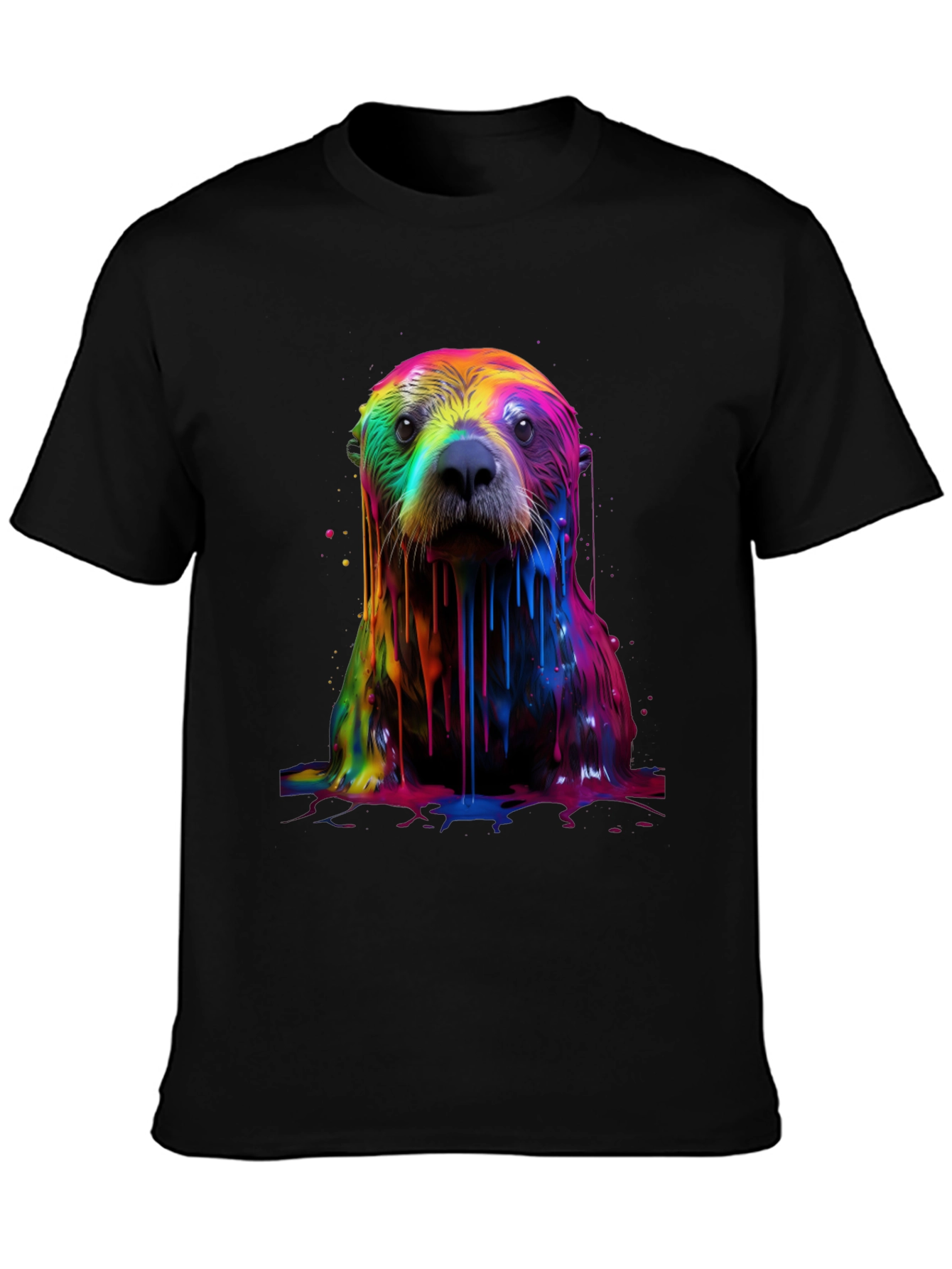 Rainbow Otter Graphic Tee - Cool Vibrant Unisex