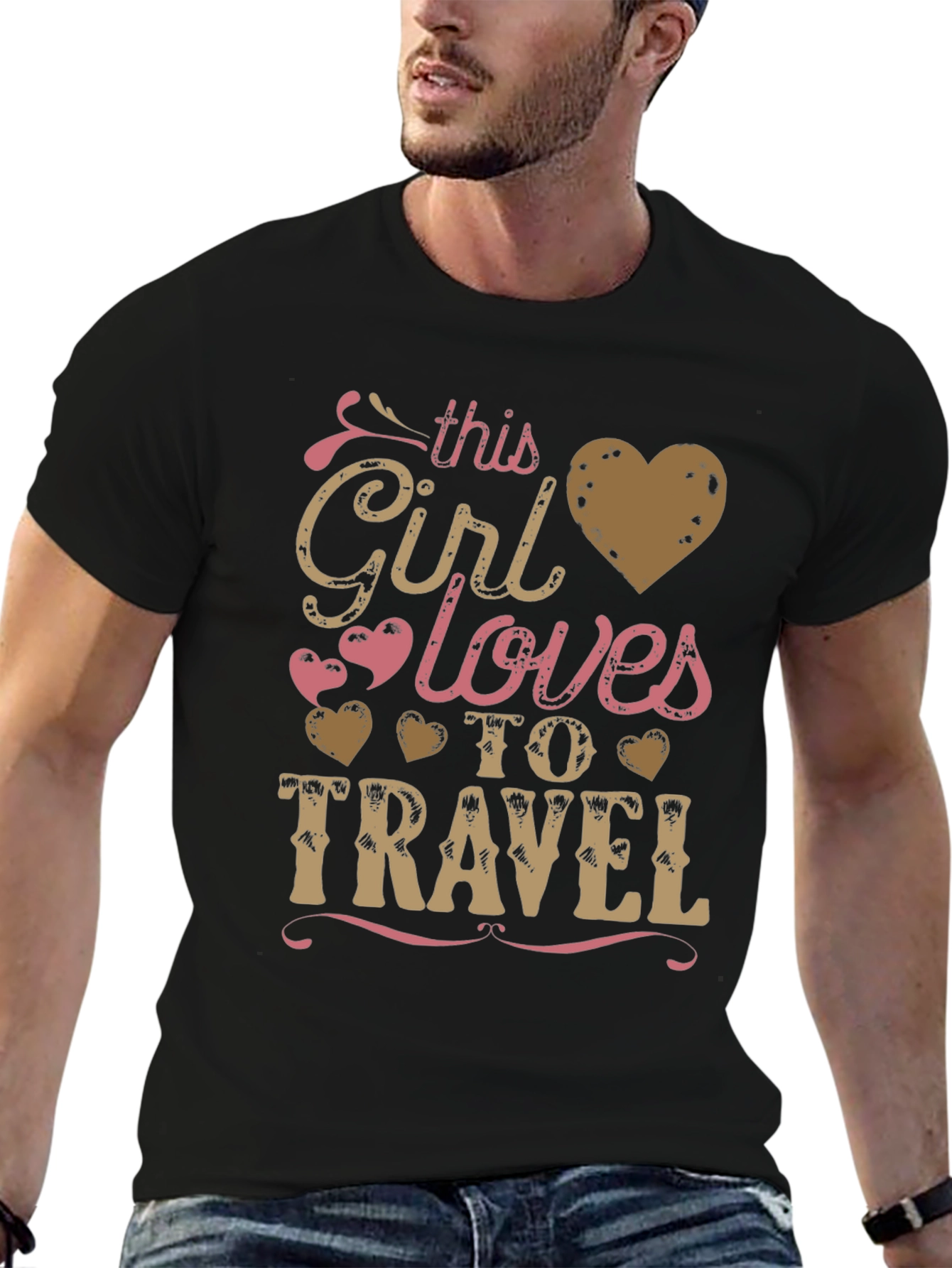 This Girl Loves to Travel Graphic Tee - Black