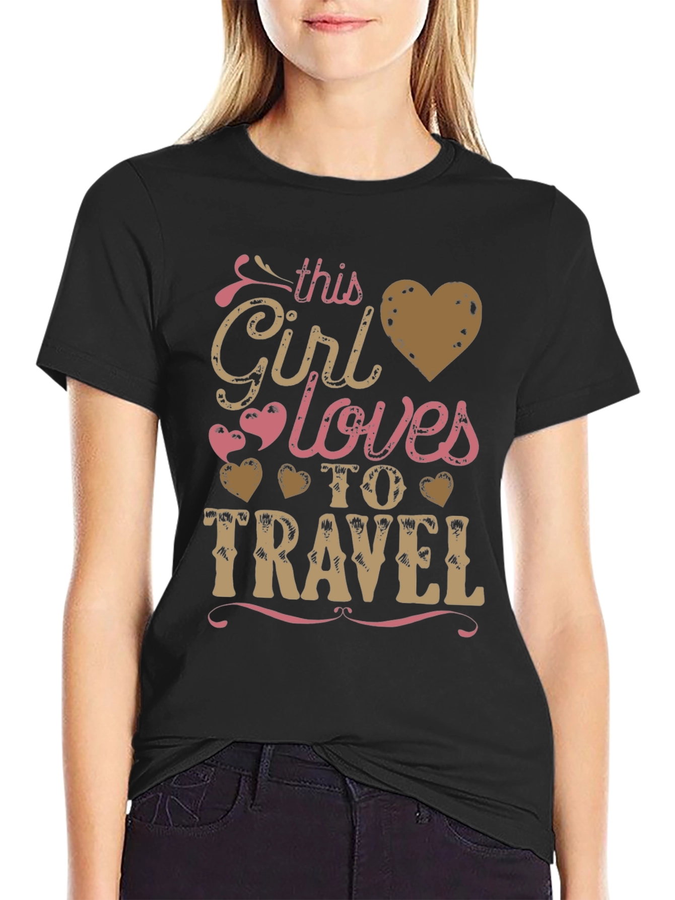 This Girl Loves to Travel Graphic Tee - Black