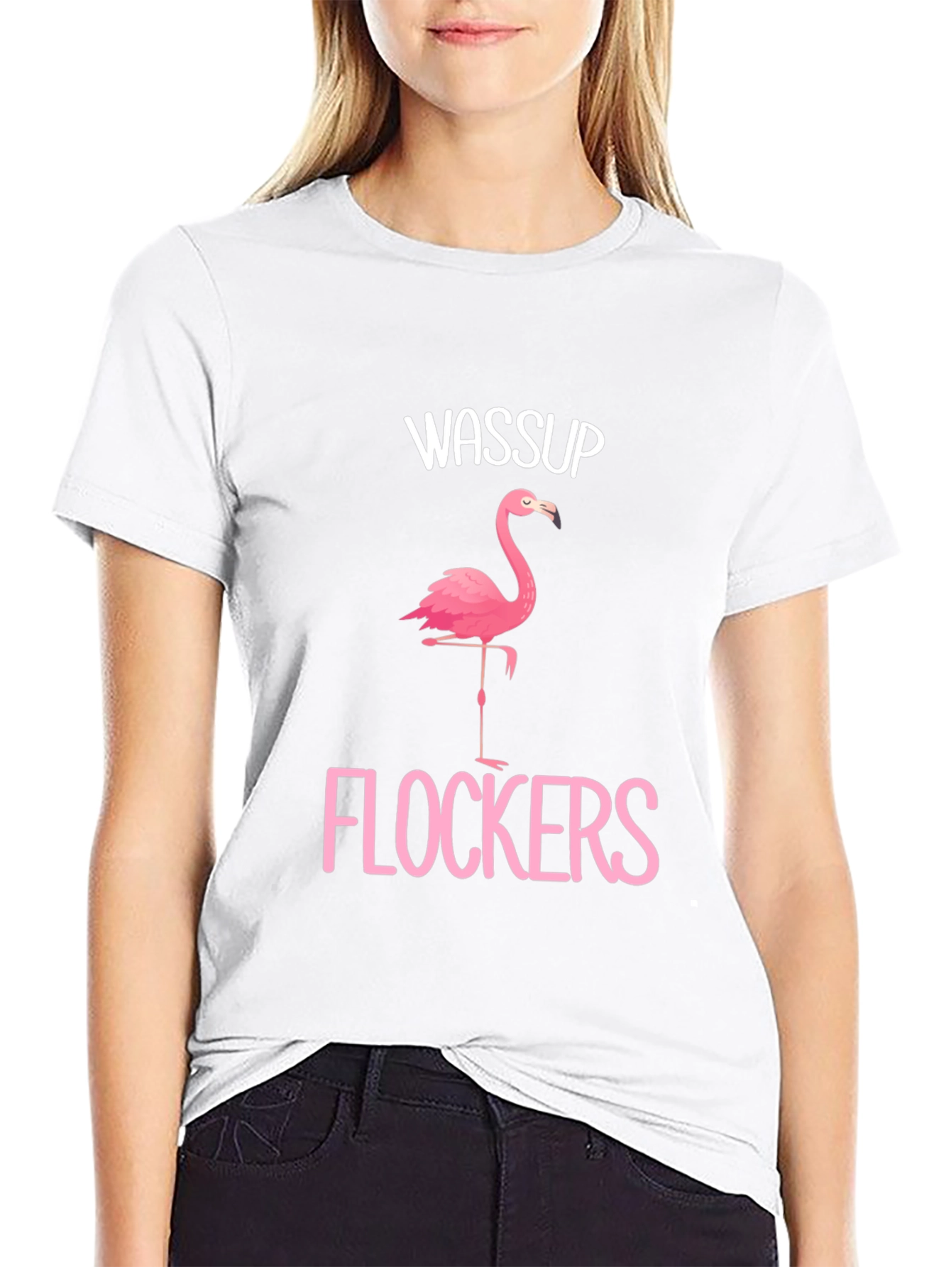 Wassup Flockers Flamingo Graphic T-Shirt