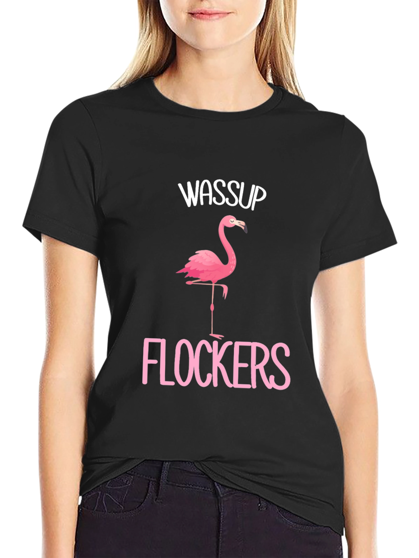 Wassup Flockers Flamingo Graphic T-Shirt