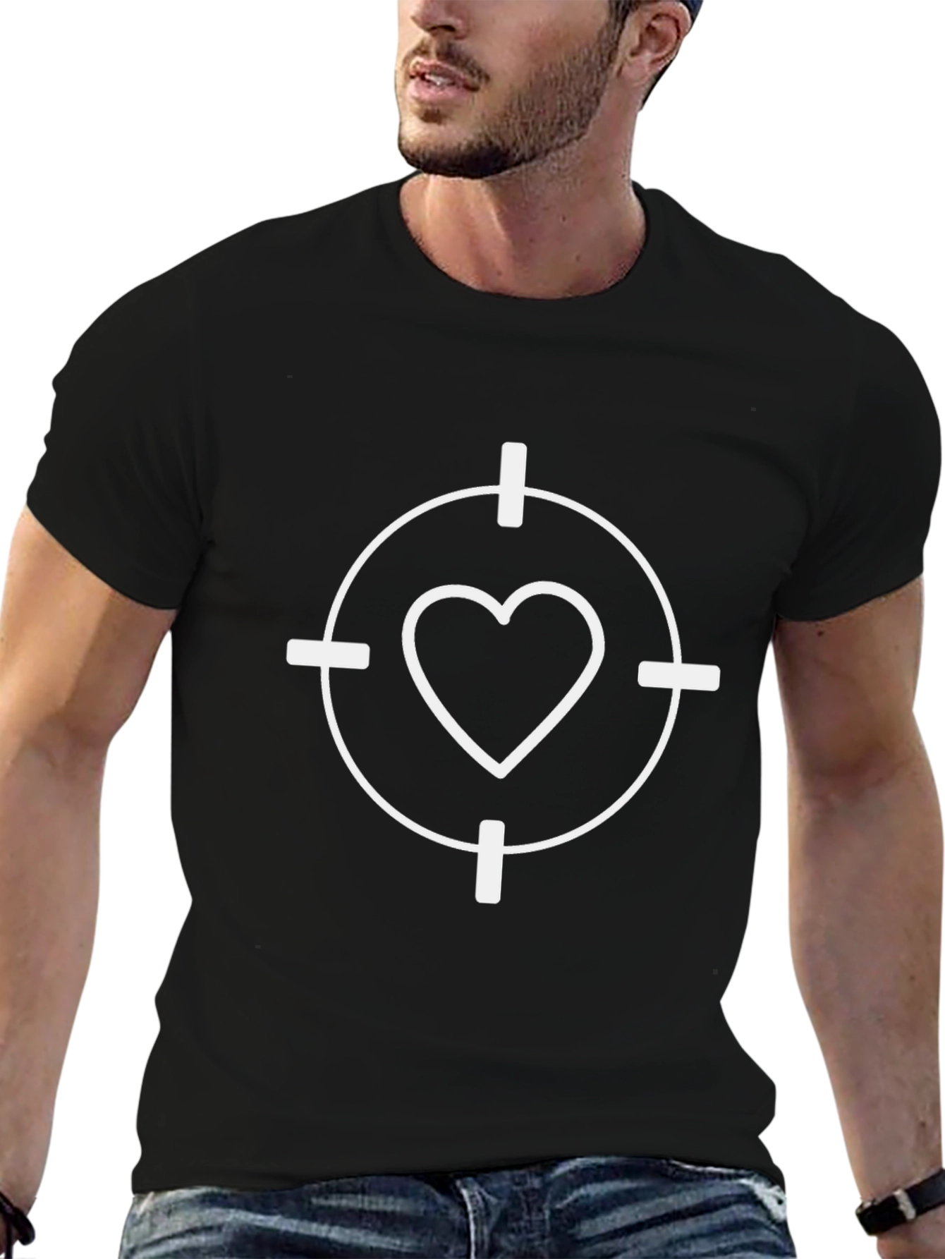 Heart Target Graphic Tee - Black Casual Shirt