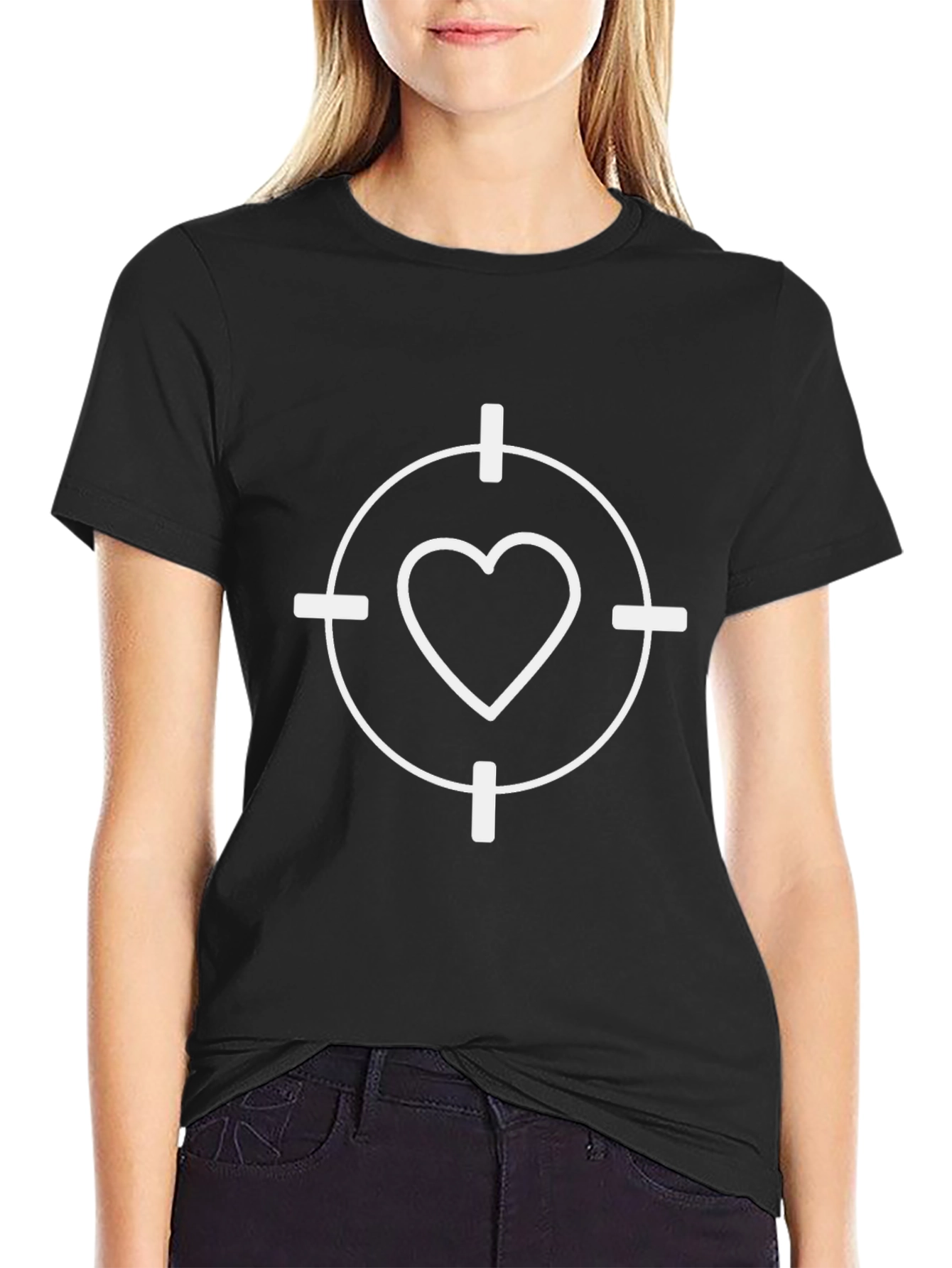 Heart Target Graphic Tee - Black Casual Shirt