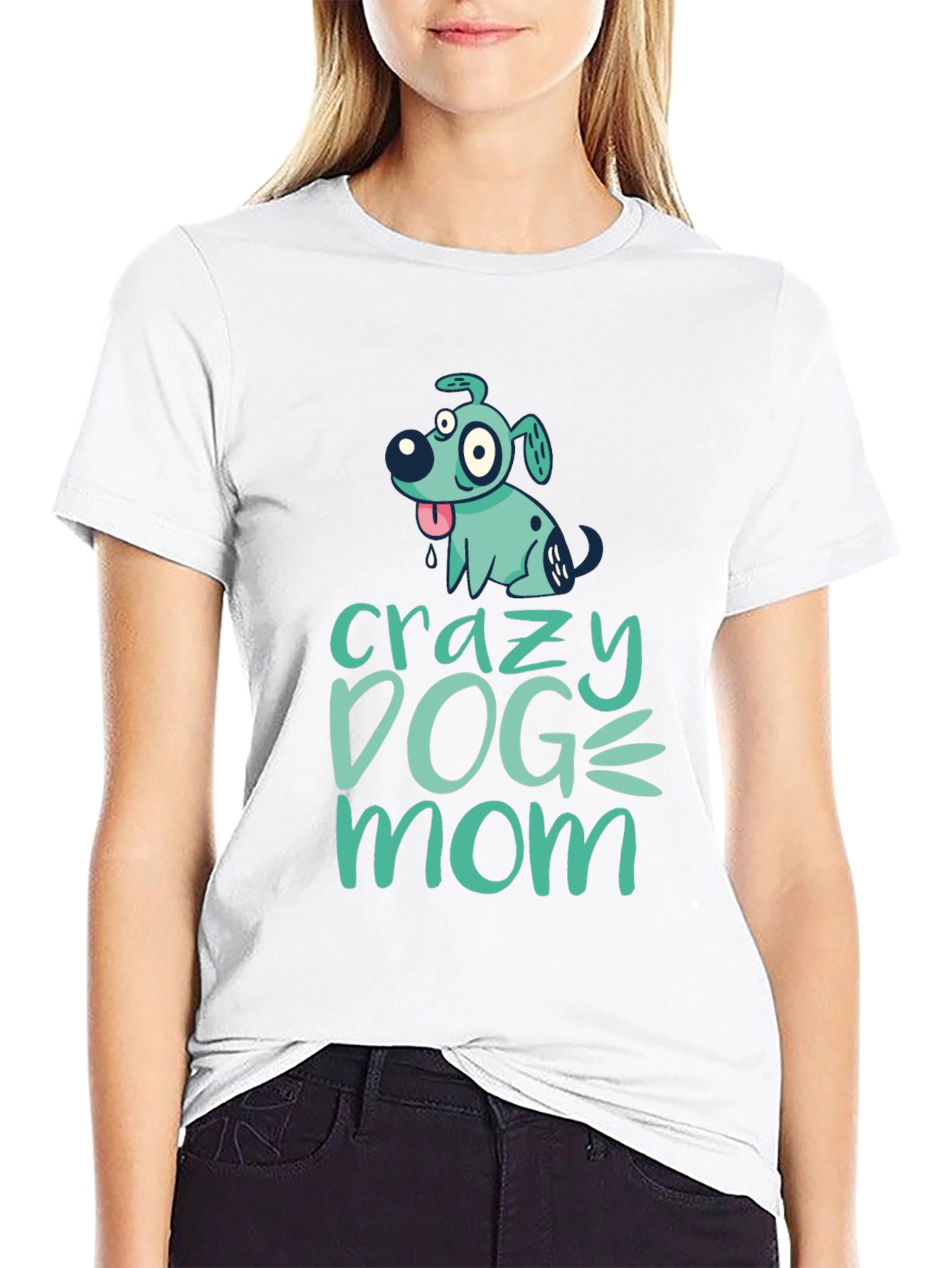 Crazy Dog Mom Graphic Tee - Black Cotton T-Shirt
