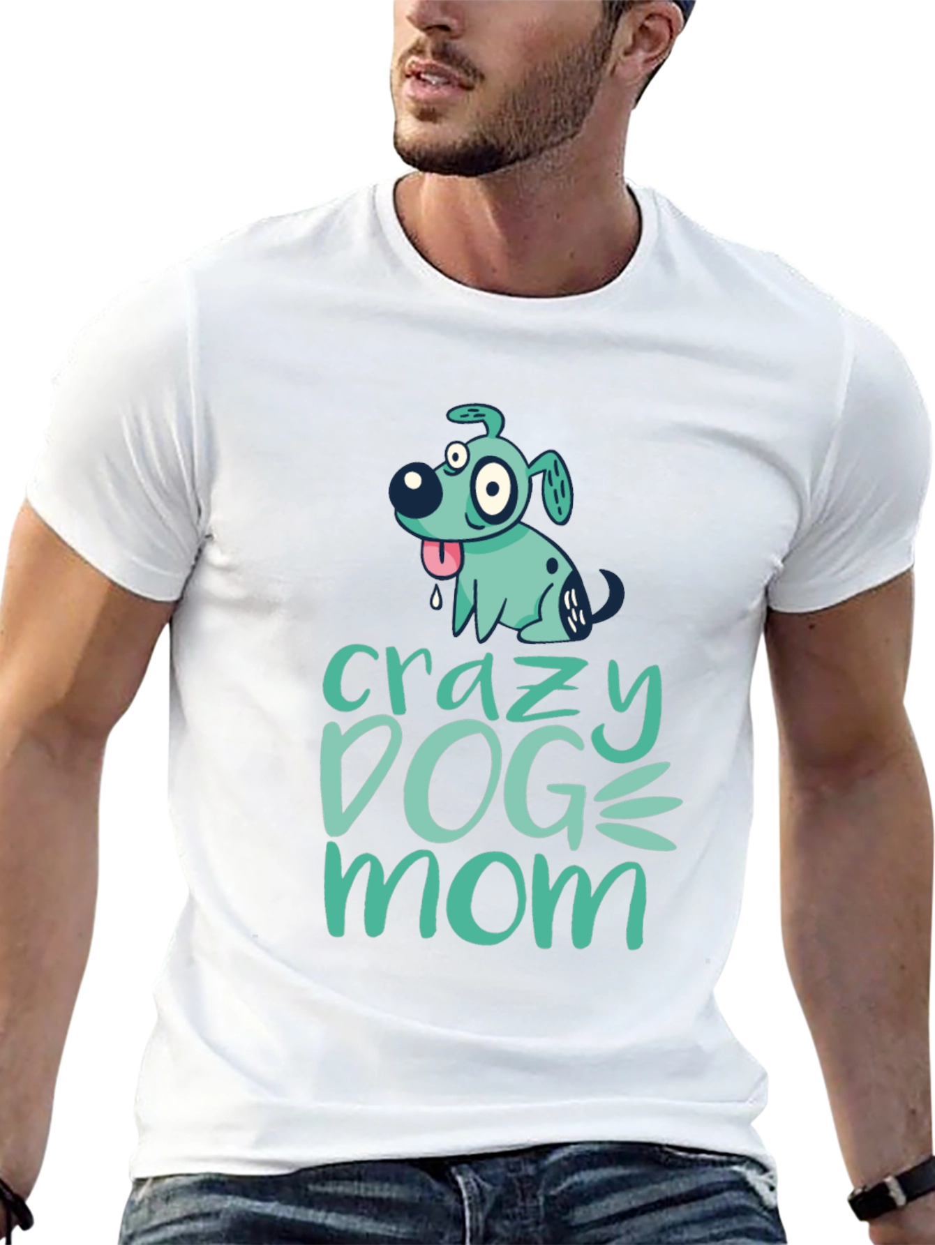 Crazy Dog Mom Graphic Tee - Black Cotton T-Shirt