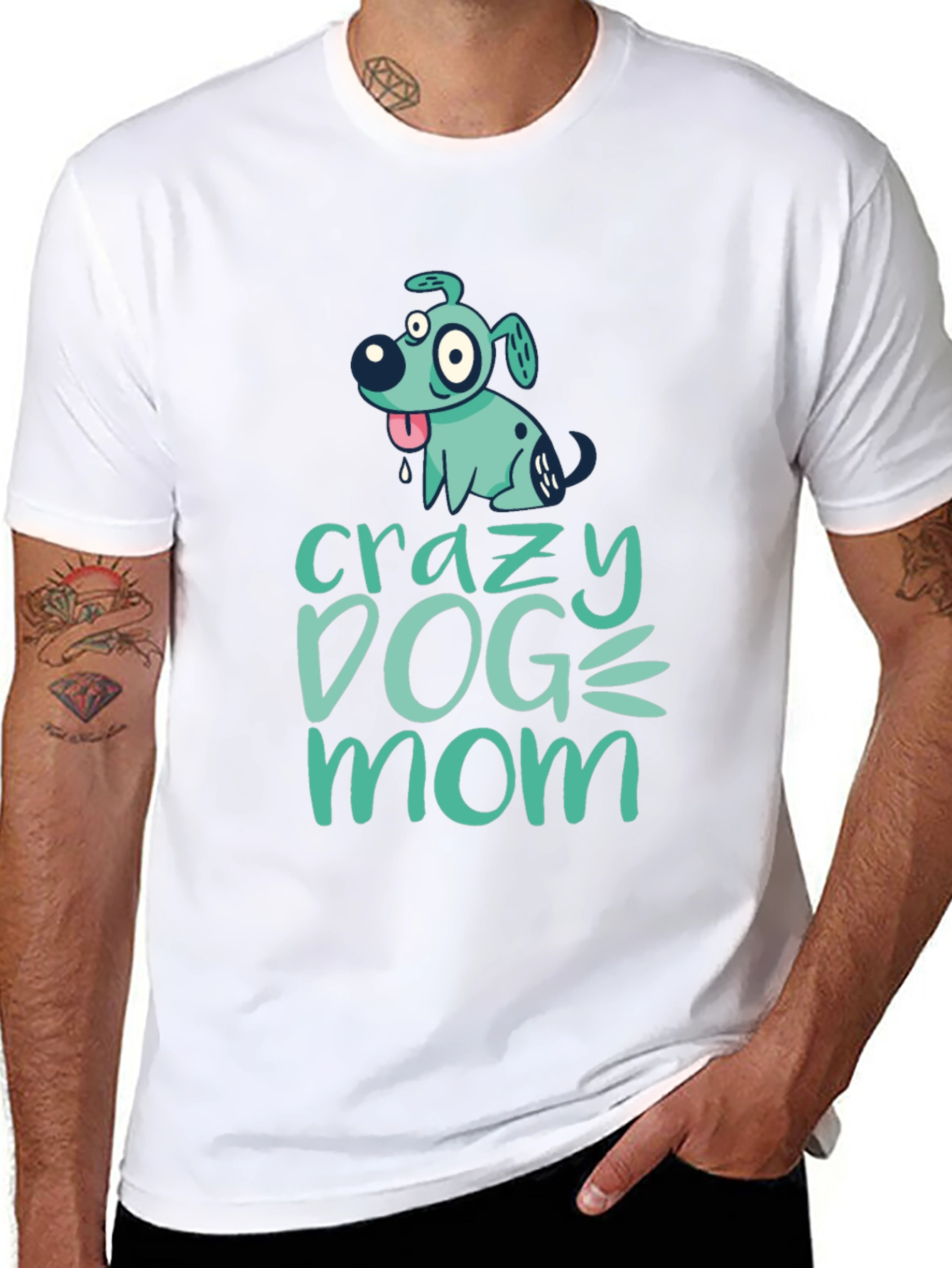 Crazy Dog Mom Graphic Tee - Black Cotton T-Shirt