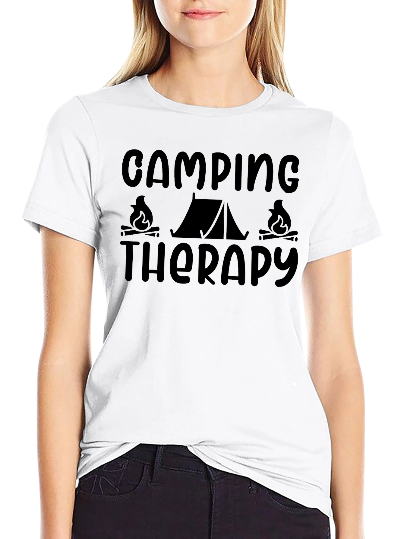 Camping Therapy T-Shirt - Black Unisex