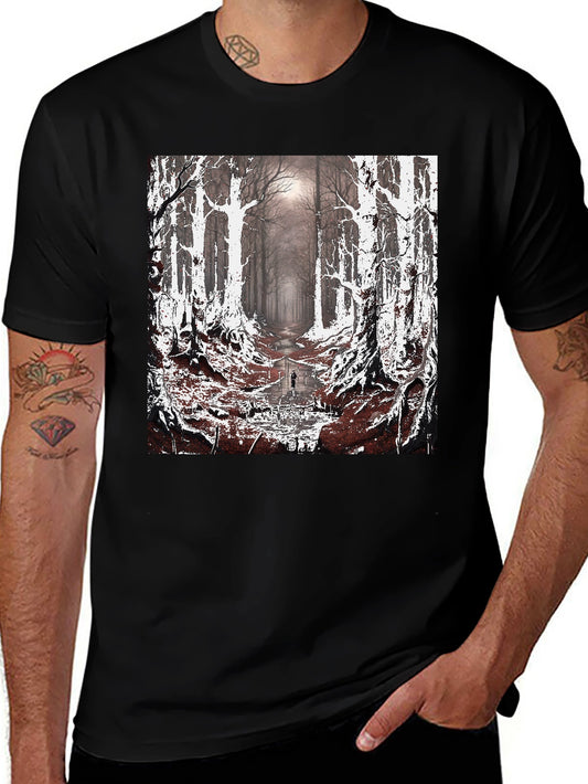 Eerie Forest Graphic Tee - Dark Nature Design