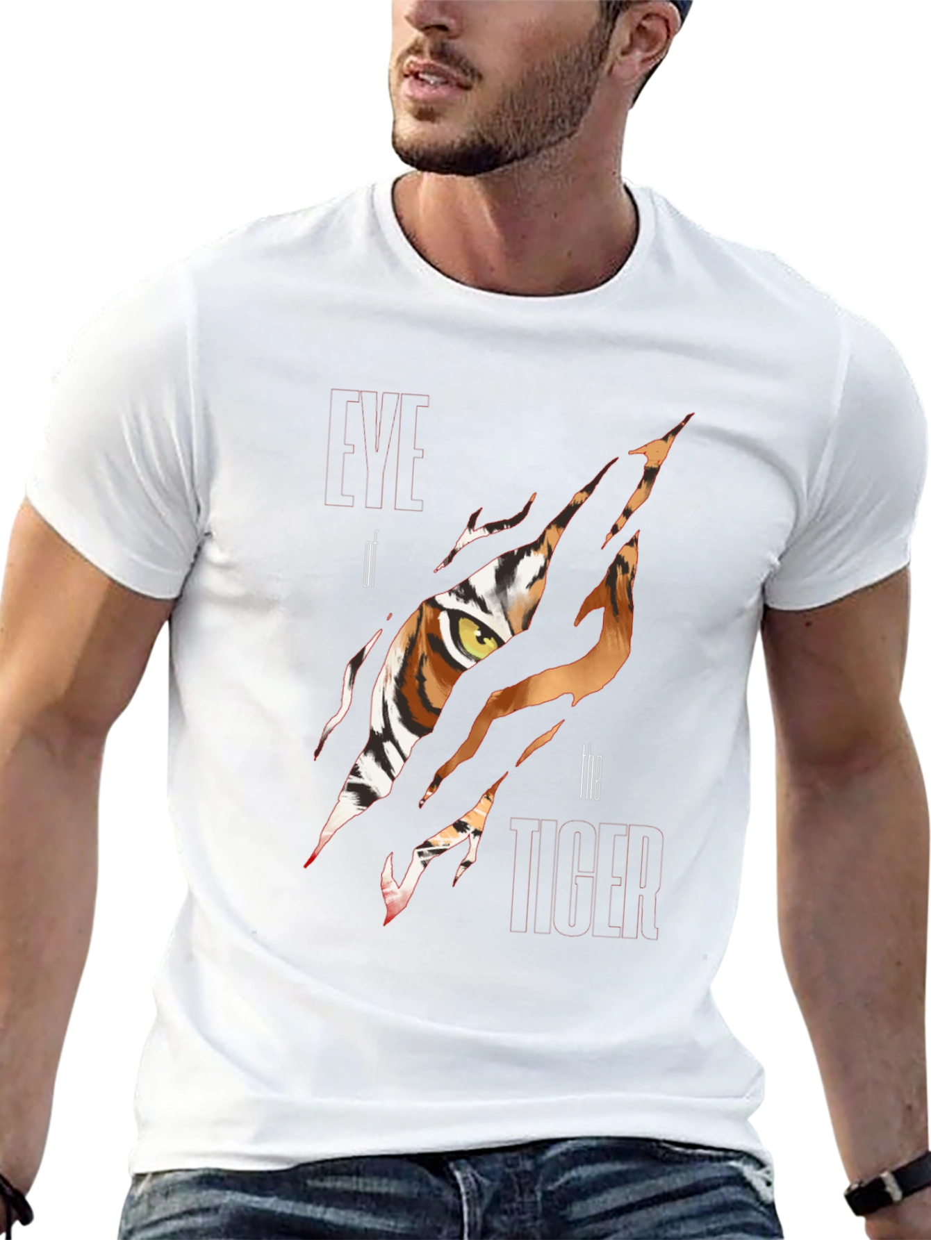 Tiger Eye Graphic Print Mens Black T-Shirt