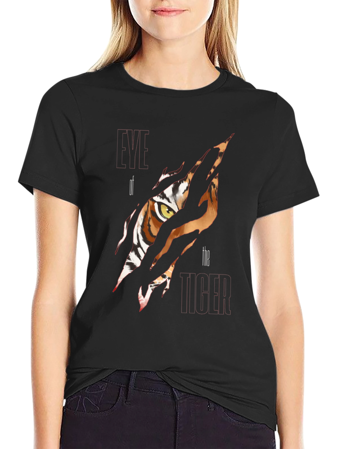Tiger Eye Graphic Print Mens Black T-Shirt