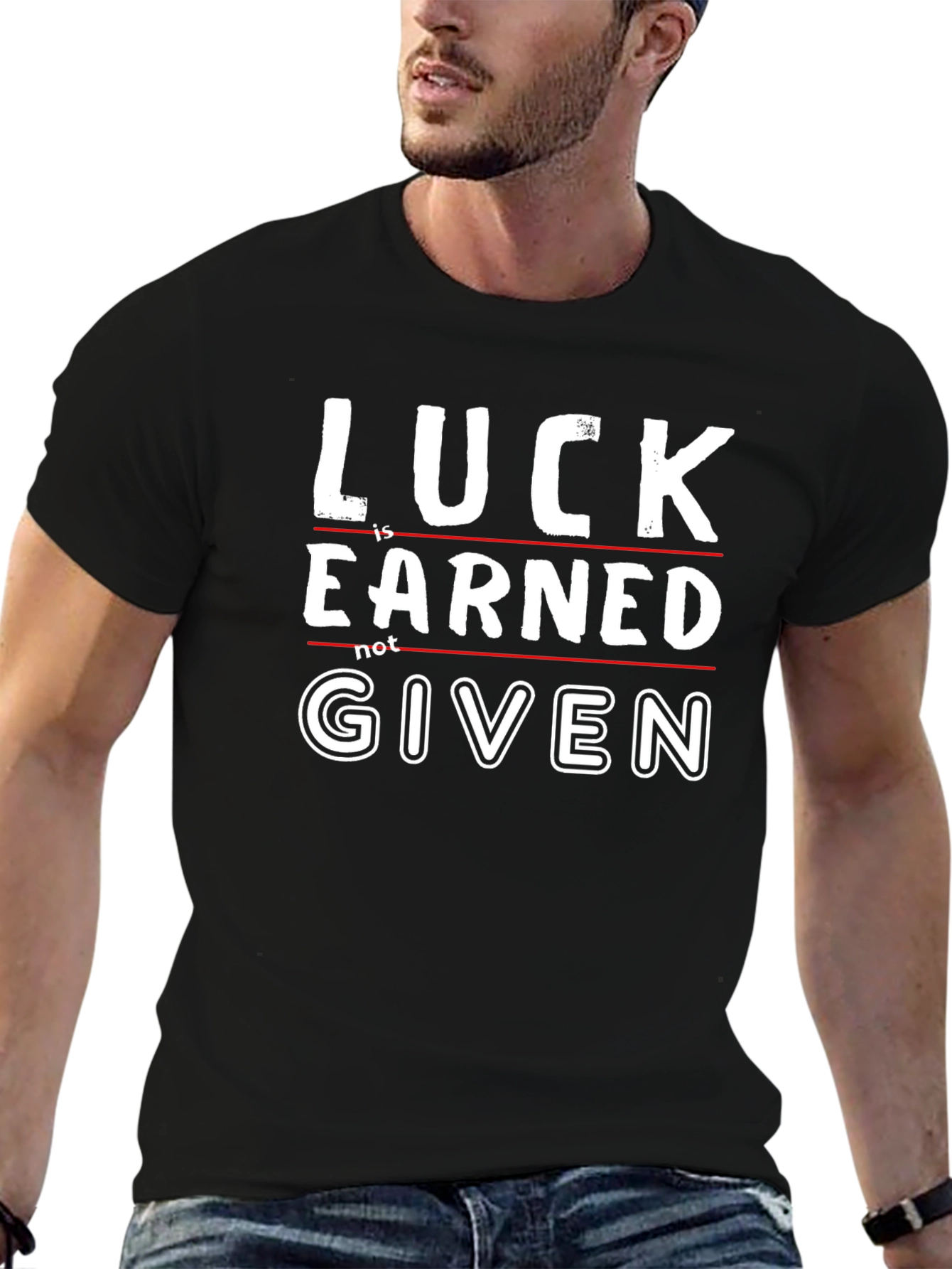 Luck is Earned Graphic Tee - Black