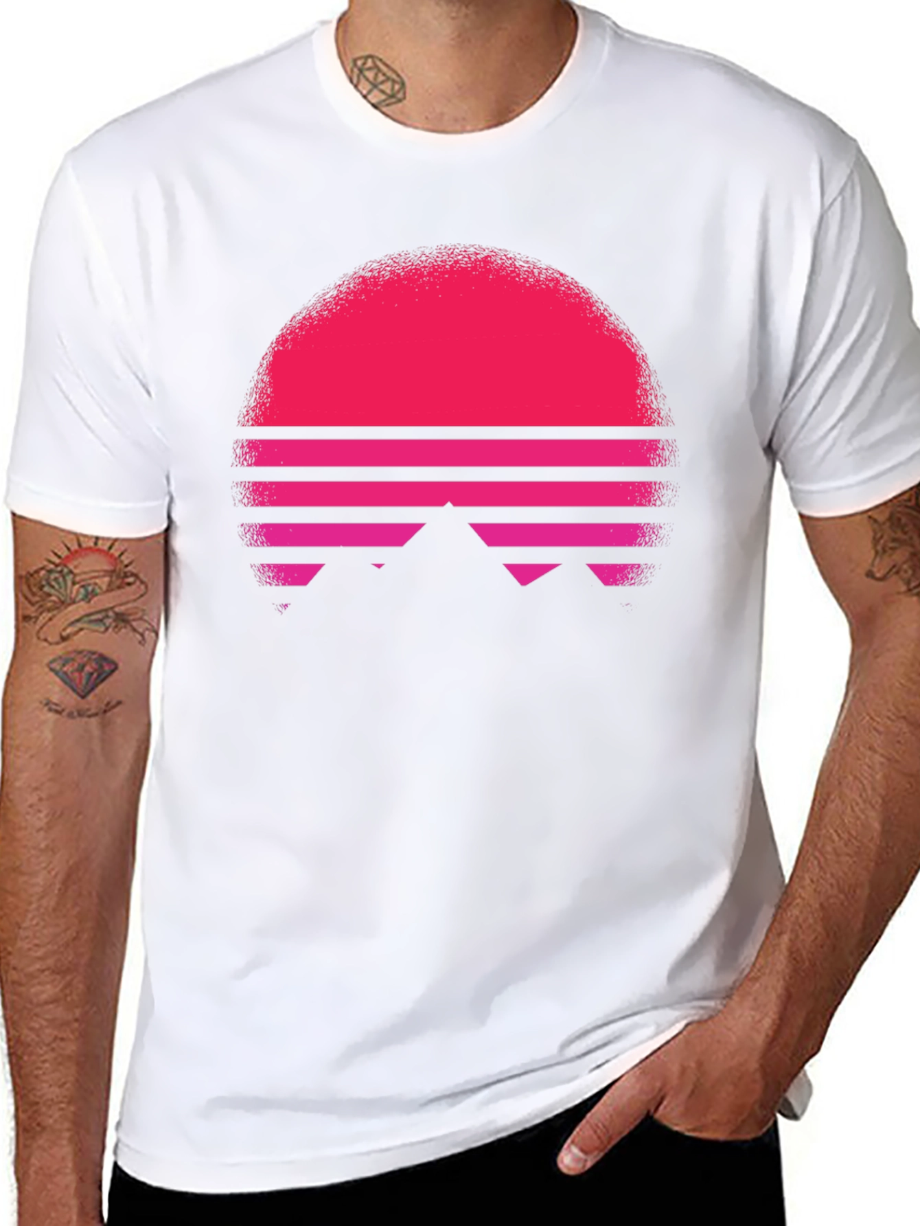 Retro Sunset Graphic Tee - Black