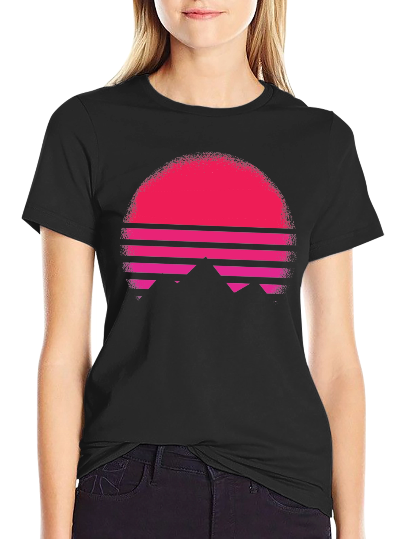 Retro Sunset Graphic Tee - Black