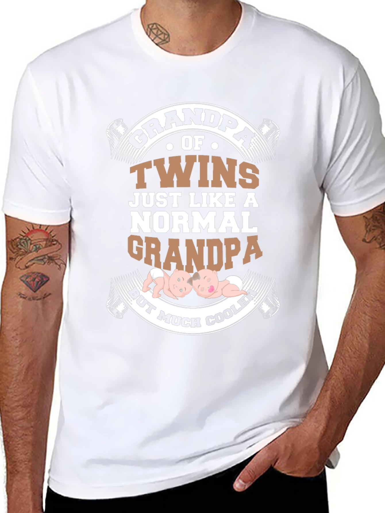 Grandpa of Twins T-Shirt - Cooler Than Normal