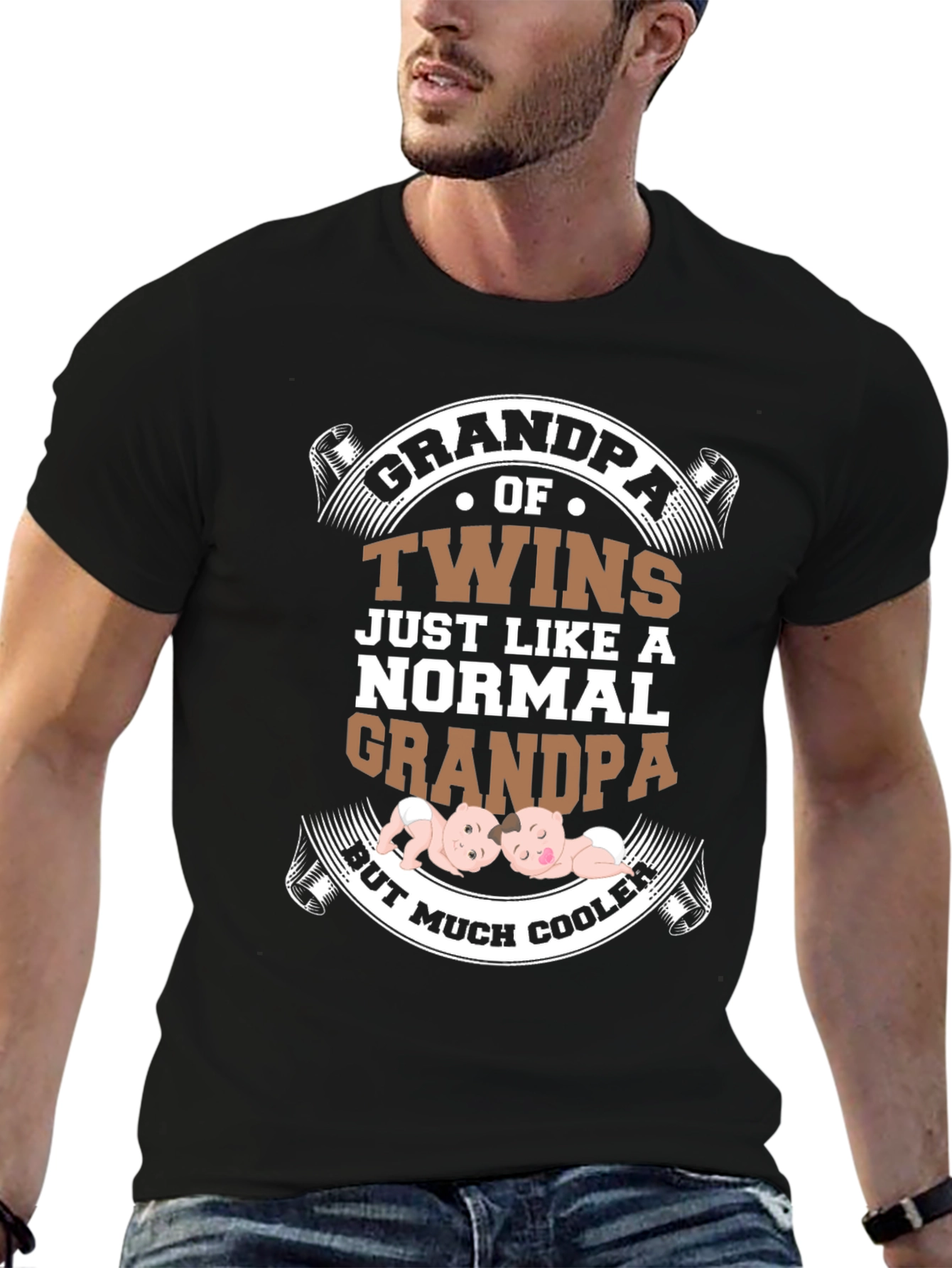 Grandpa of Twins T-Shirt - Cooler Than Normal