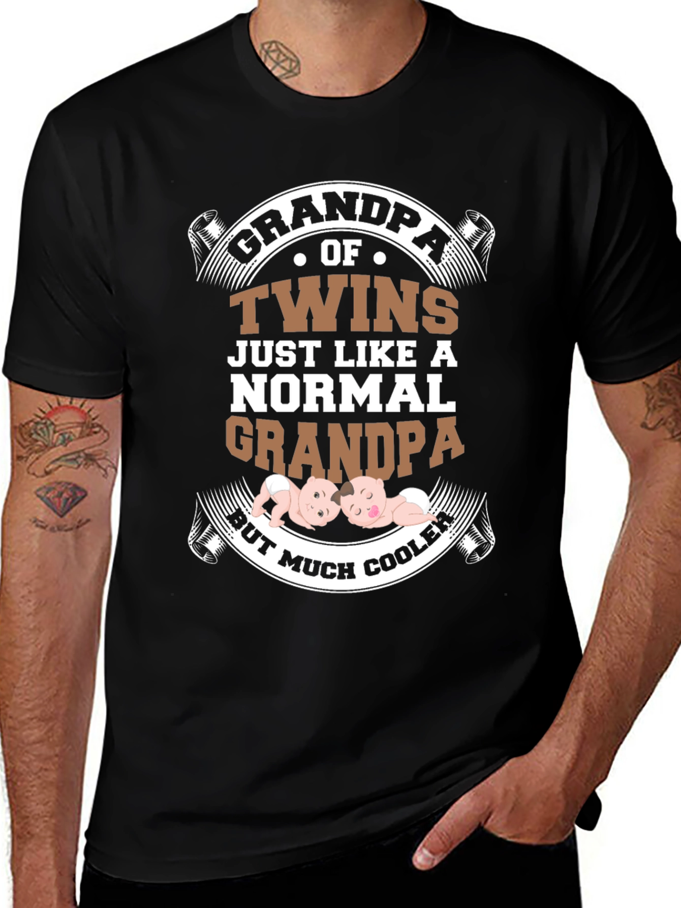 Grandpa of Twins T-Shirt - Cooler Than Normal