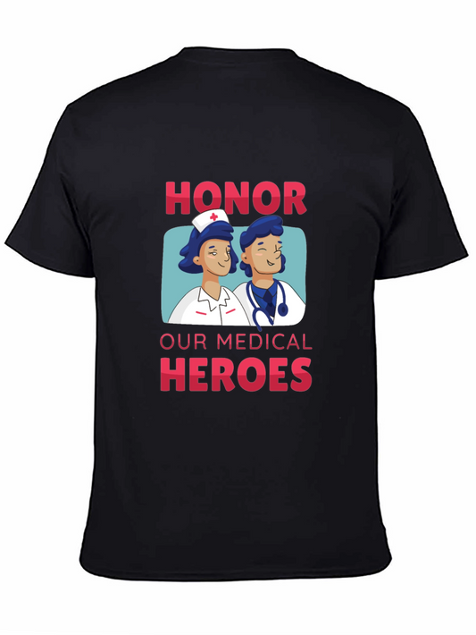 Honor Medical Heroes Graphic T-Shirt - Black Cotton Blend