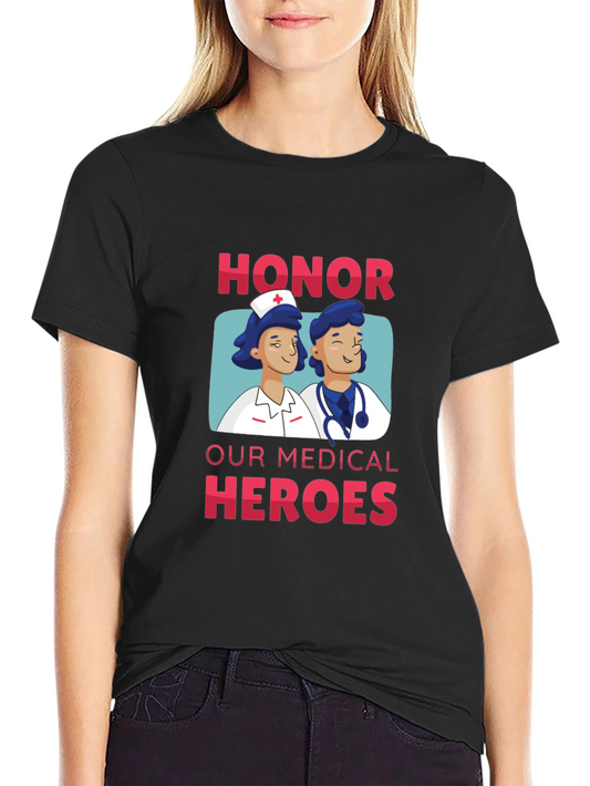 Honor Medical Heroes Graphic T-Shirt - Black Cotton Blend