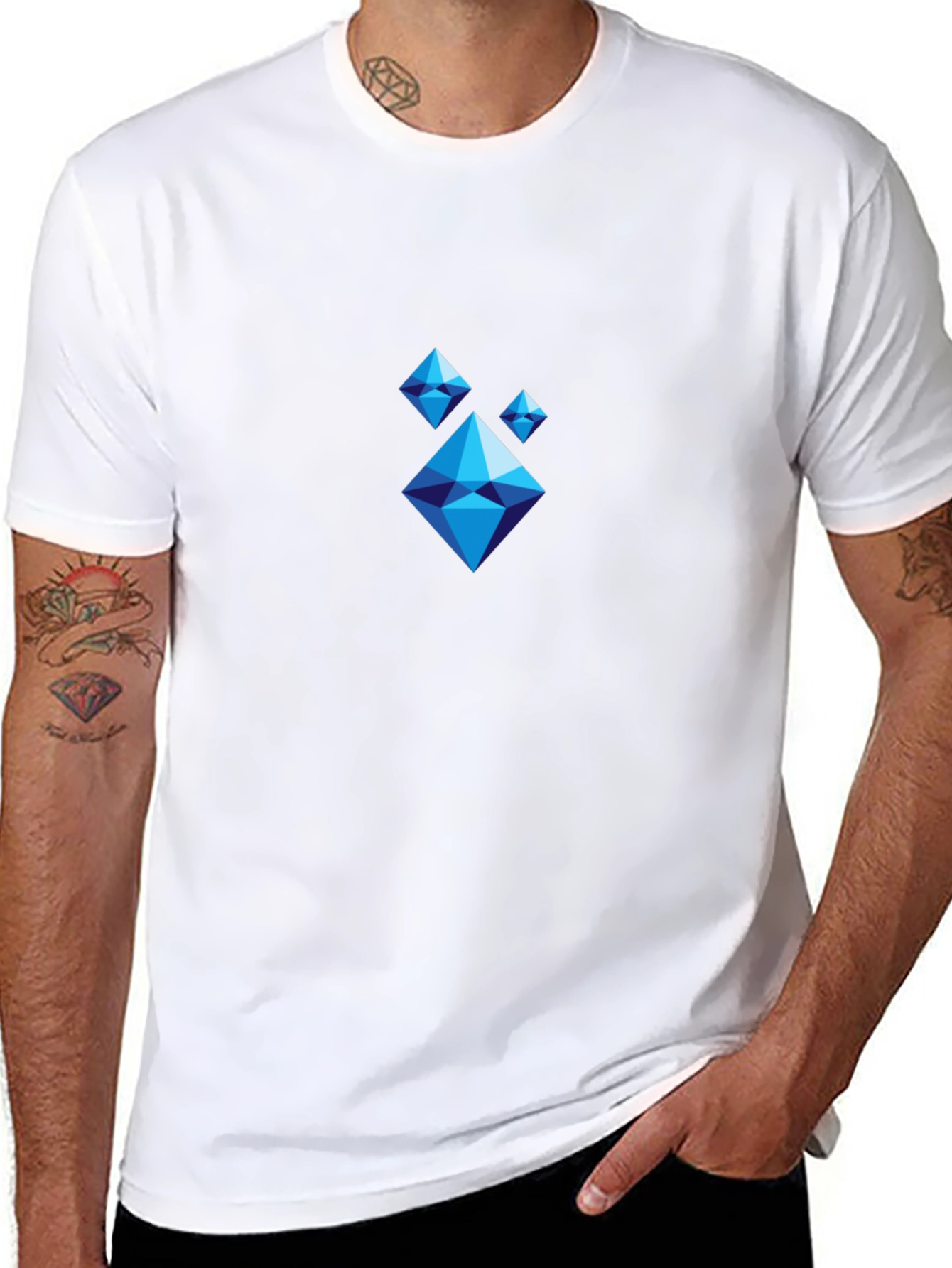 Geometric Diamond Pattern Black T-Shirt