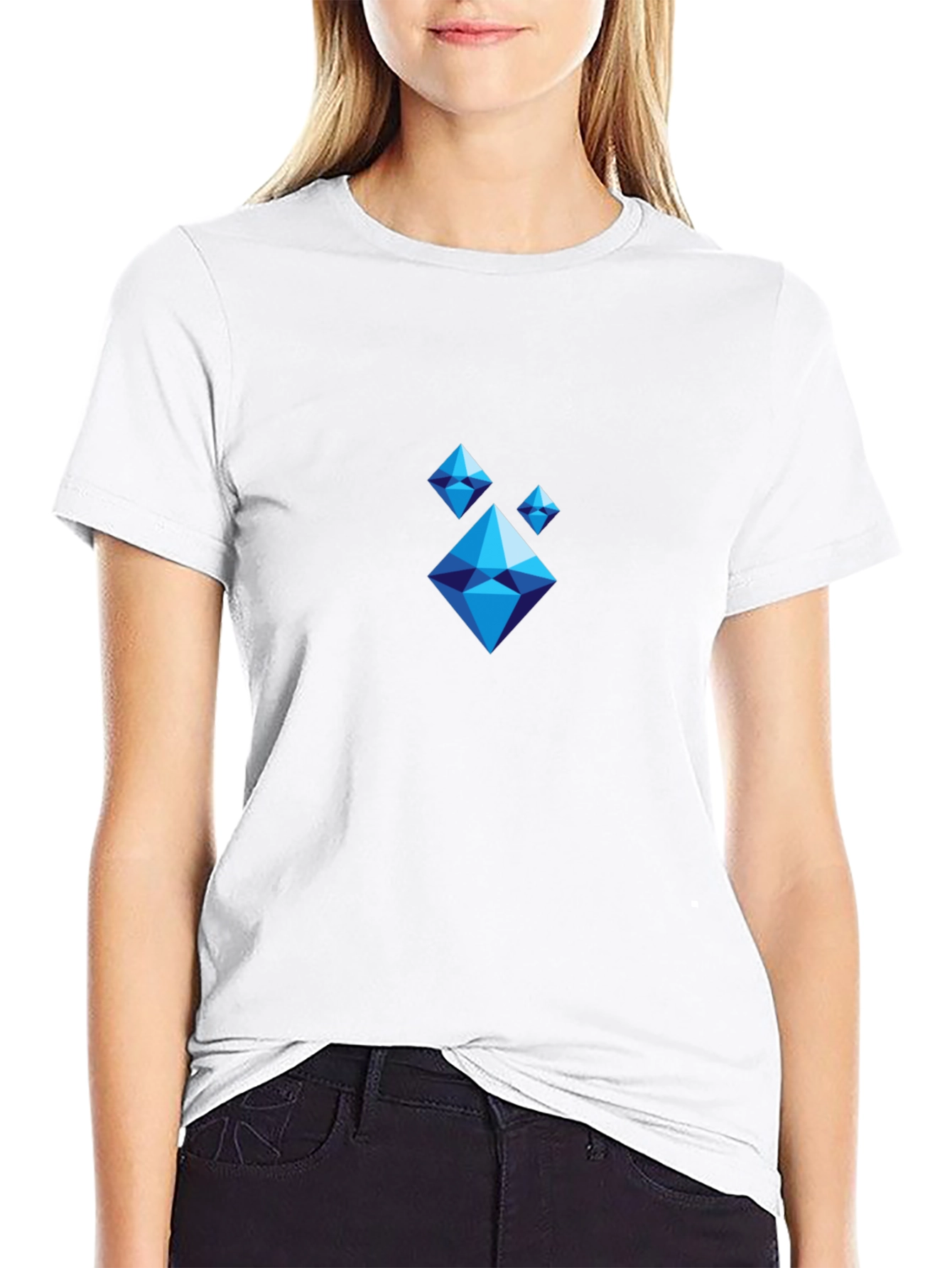Geometric Diamond Pattern Black T-Shirt