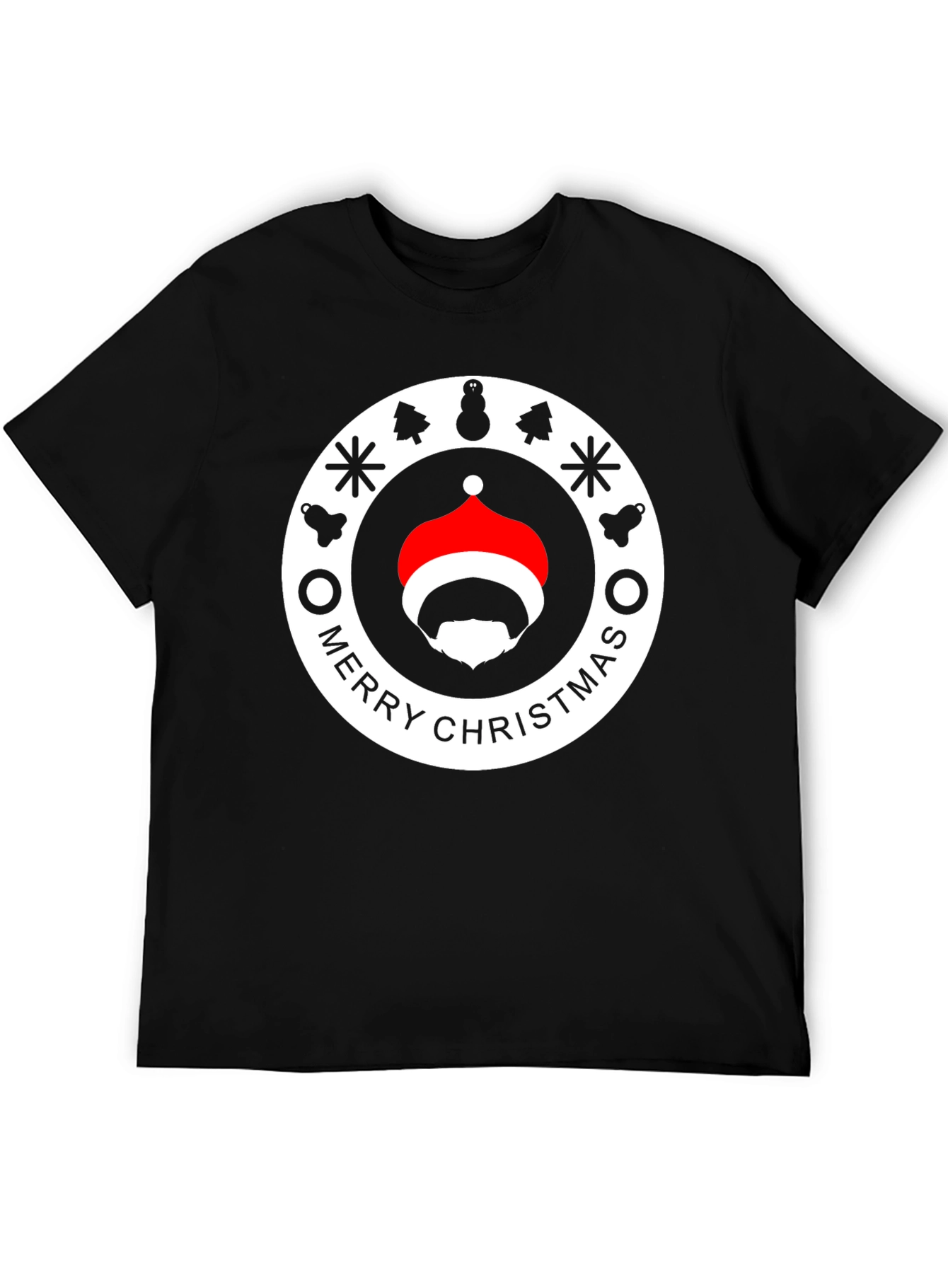 Festive Santa Beard Graphic Tee - Merry Christmas