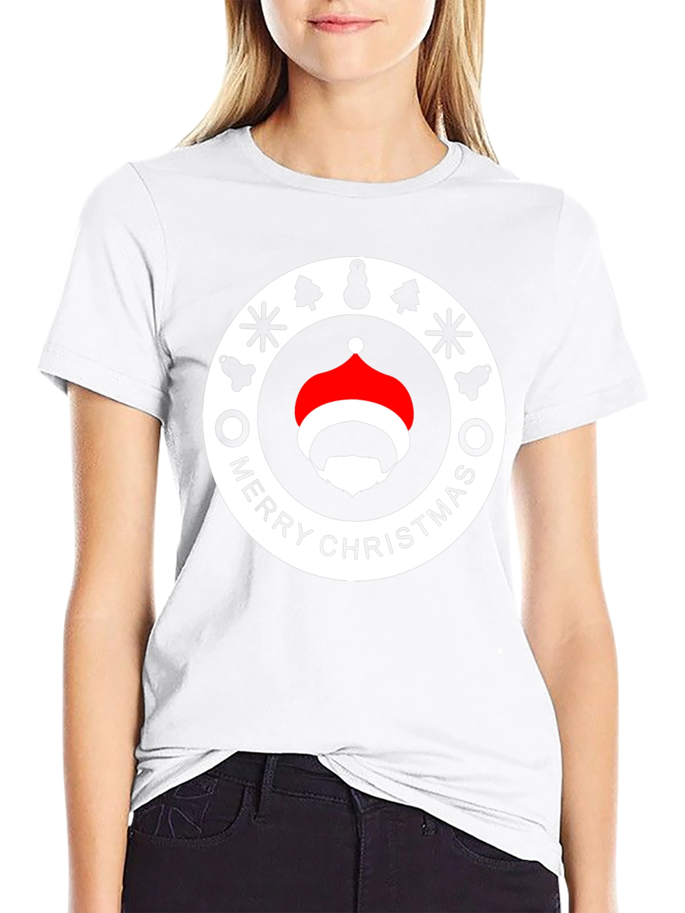 Festive Santa Beard Graphic Tee - Merry Christmas