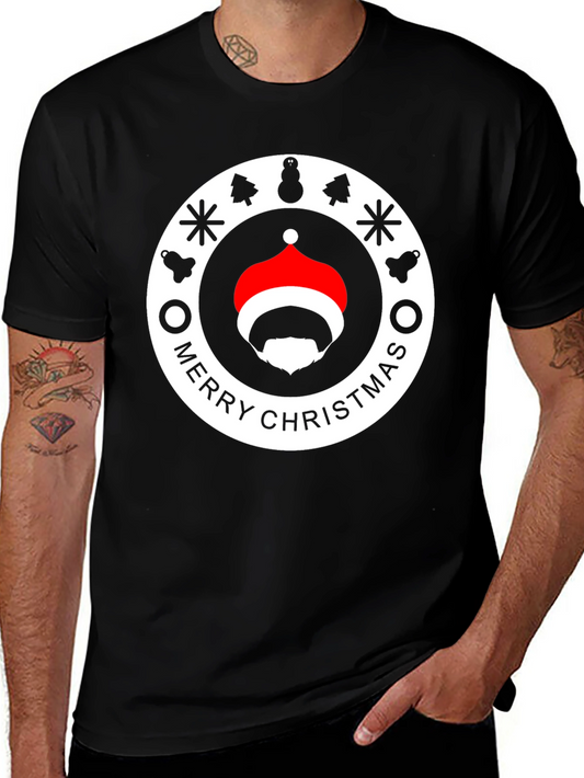 Festive Santa Beard Graphic Tee - Merry Christmas
