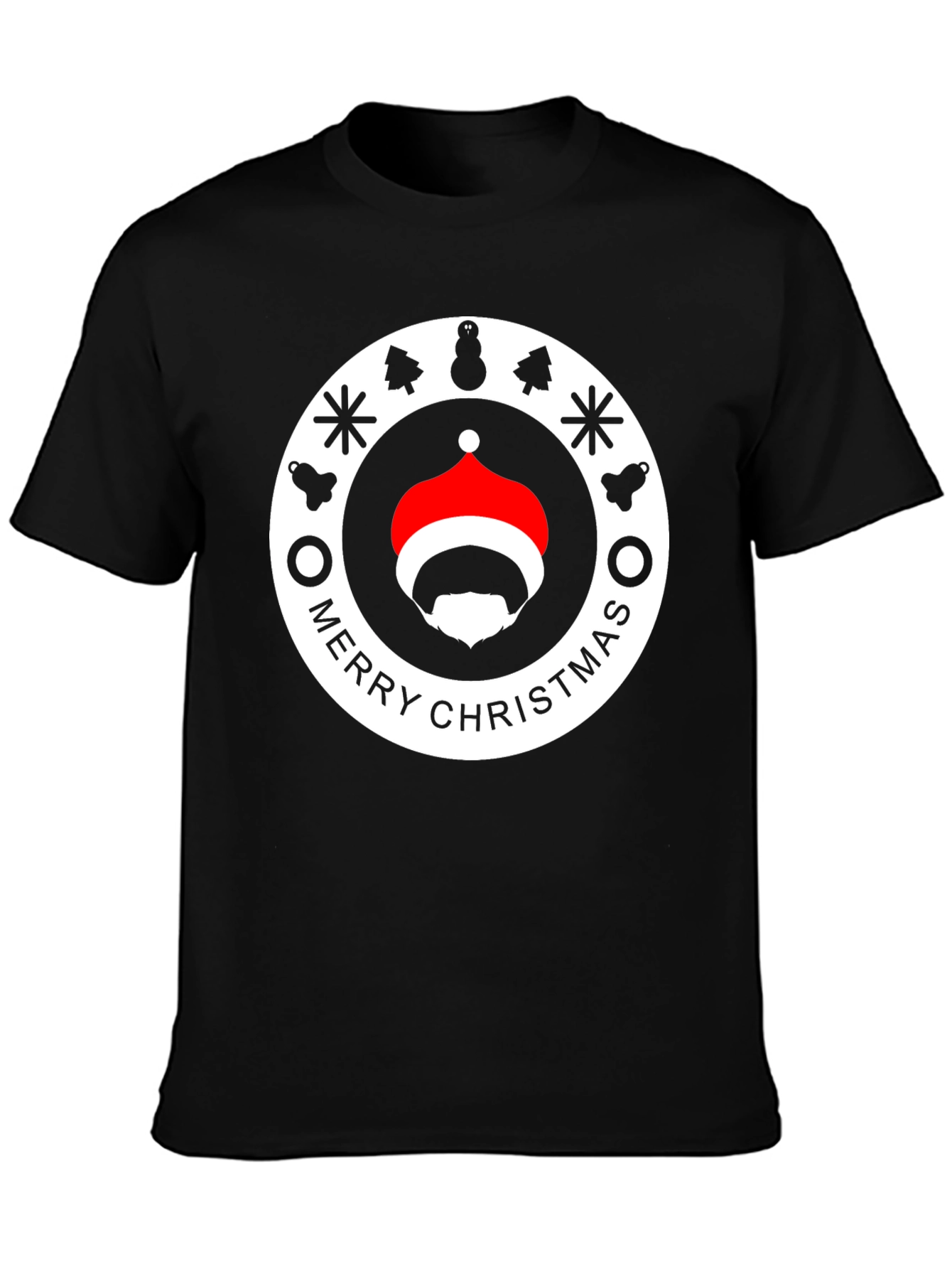 Festive Santa Beard Graphic Tee - Merry Christmas