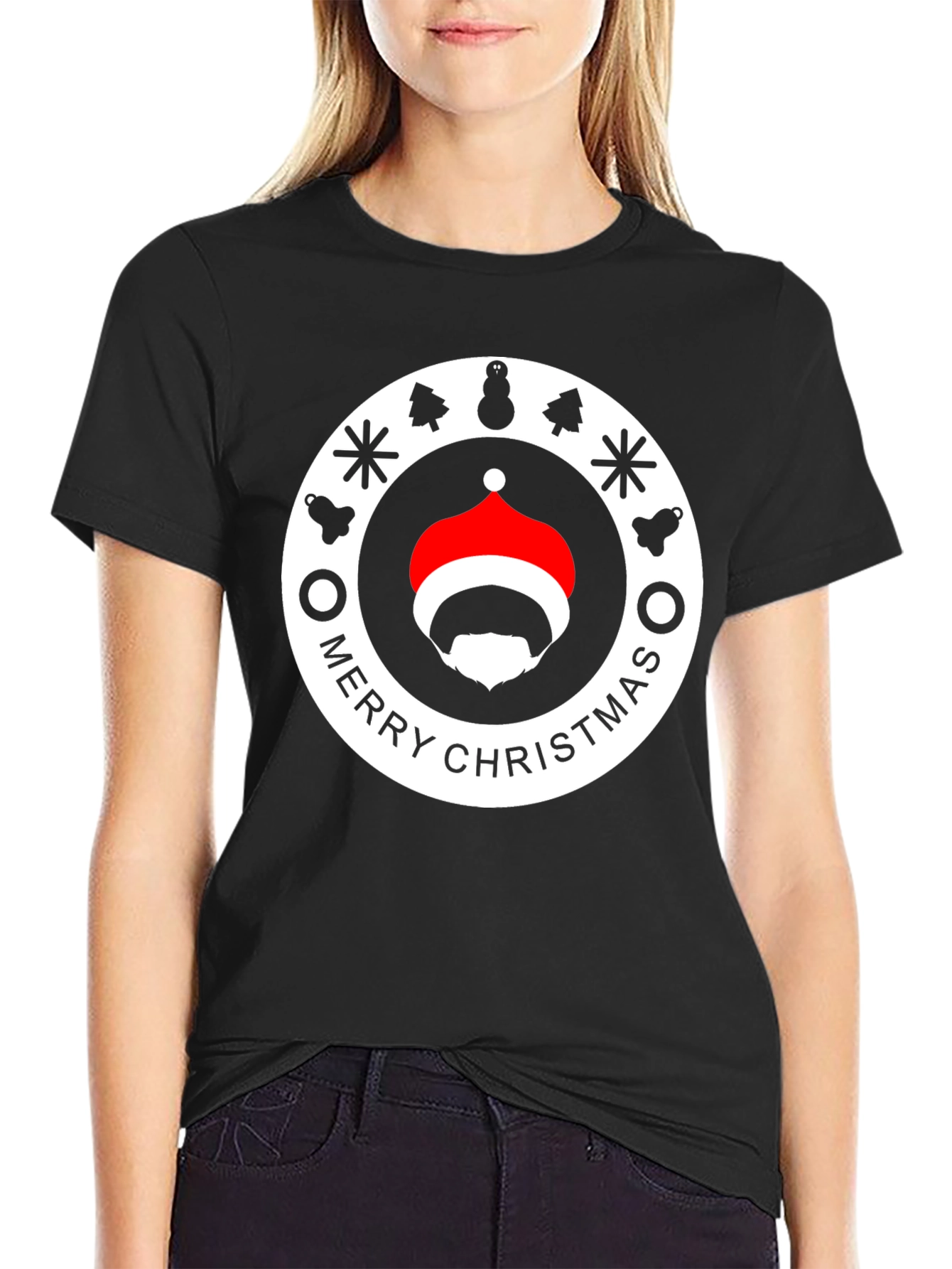 Festive Santa Beard Graphic Tee - Merry Christmas