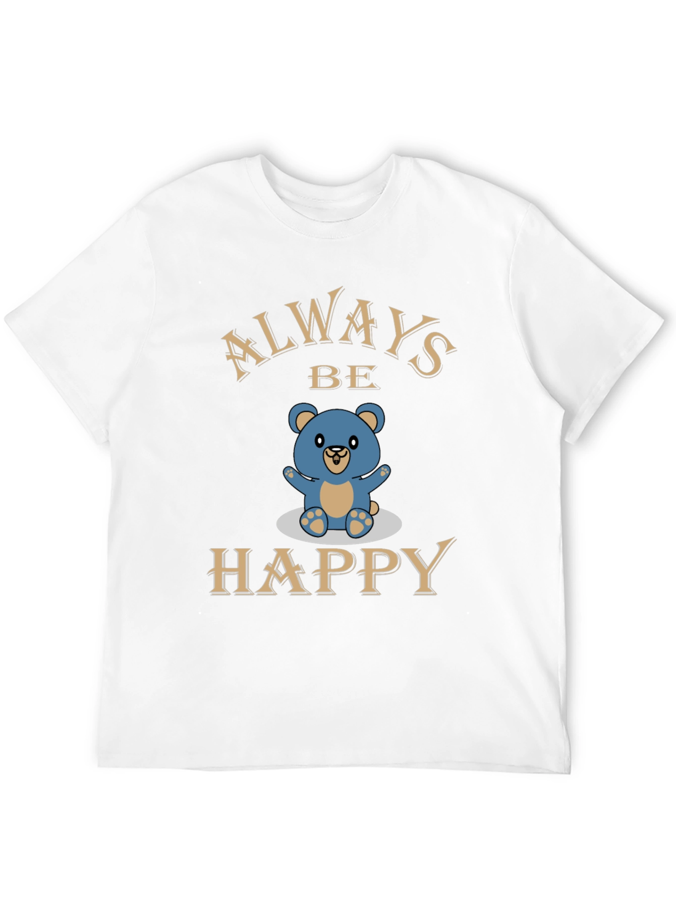 Always Be Happy Bear Graphic Tee - Black