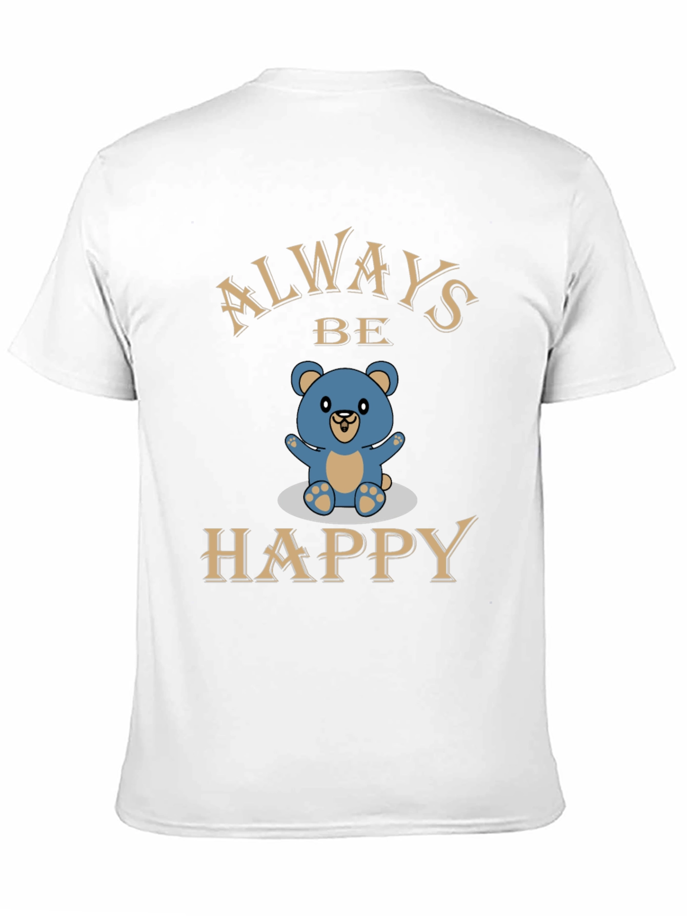 Always Be Happy Bear Graphic Tee - Black