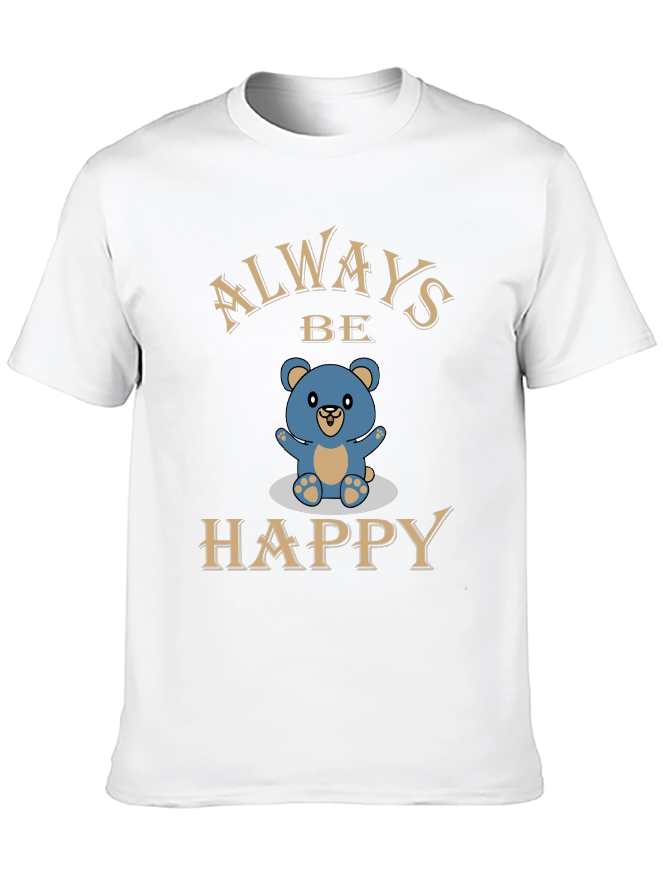 Always Be Happy Bear Graphic Tee - Black